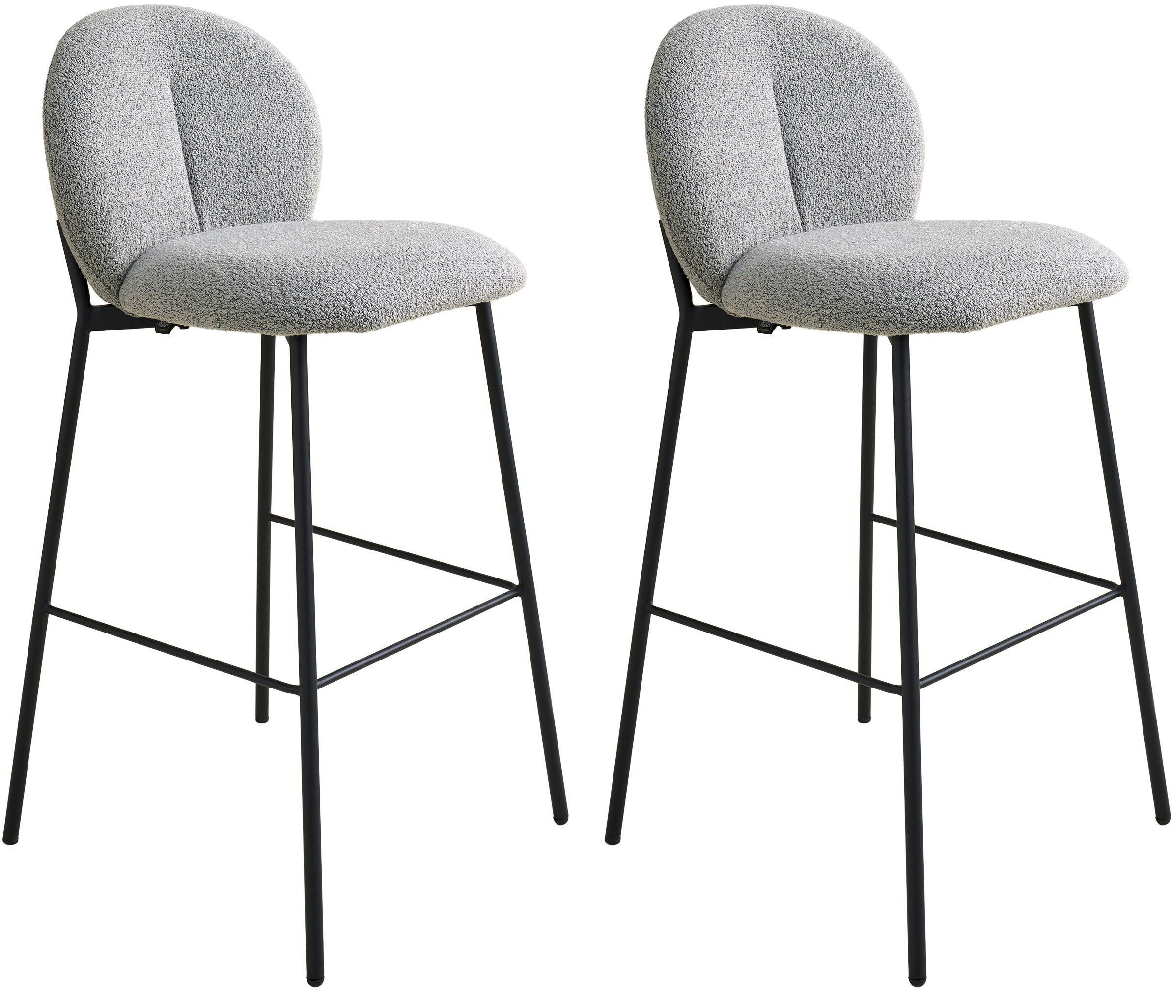 SCHÖNER WOHNEN-Kollektion 4-Fußstuhl FORDE (Set, 2 St), Bezug Bouclé, Untergestell Metall pulverbeschichtet