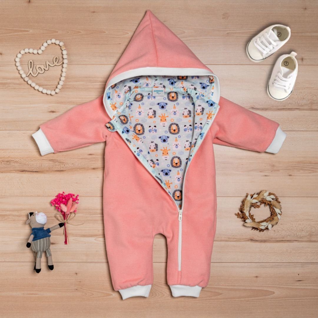 suebidou Fleeceoverall Wollfleece Overall mit Zwergenkapuze Wagenanzug Baby Overall