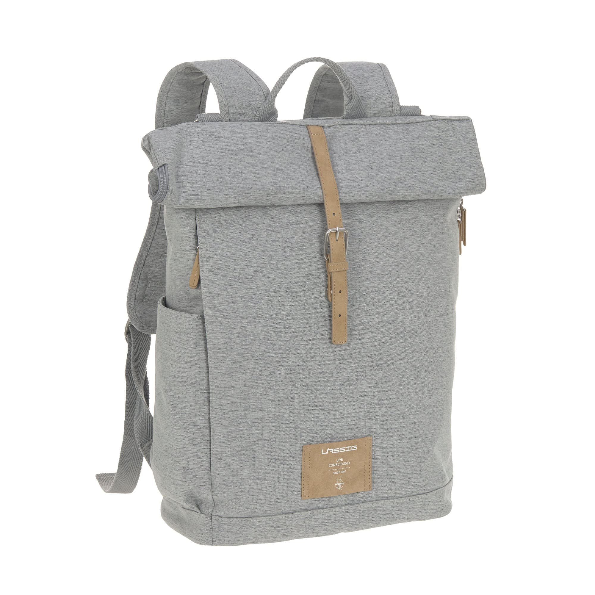 LÄSSIG Wickelrucksack LÄSSIG Wickeltasche Wickelrucksack Rolltop Backpack (Rolltop), PETA-approved vegan; zum Teil aus recyceltem Material