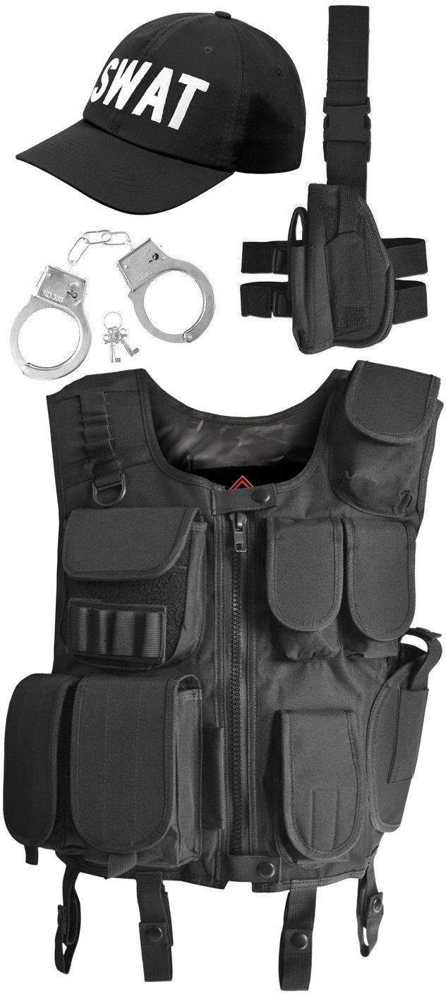 Polizei-Kostüm 5 Teiliges SWAT Kostüm Karneval Kostüm