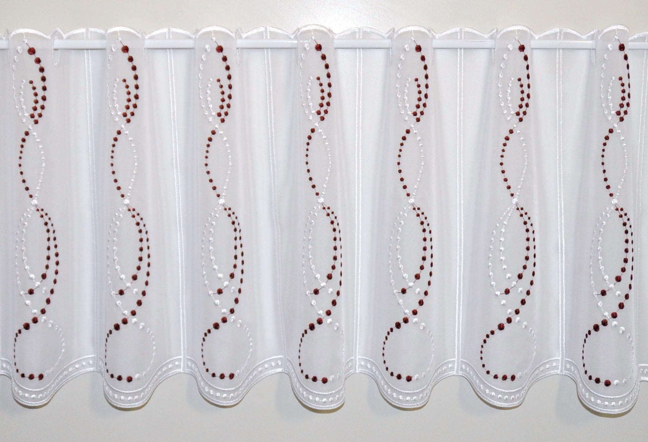 Scheibengardine Perlen, Stickereien Plauen, Stangendurchzug (1 St), transparent, Voile | Scheibengardinen