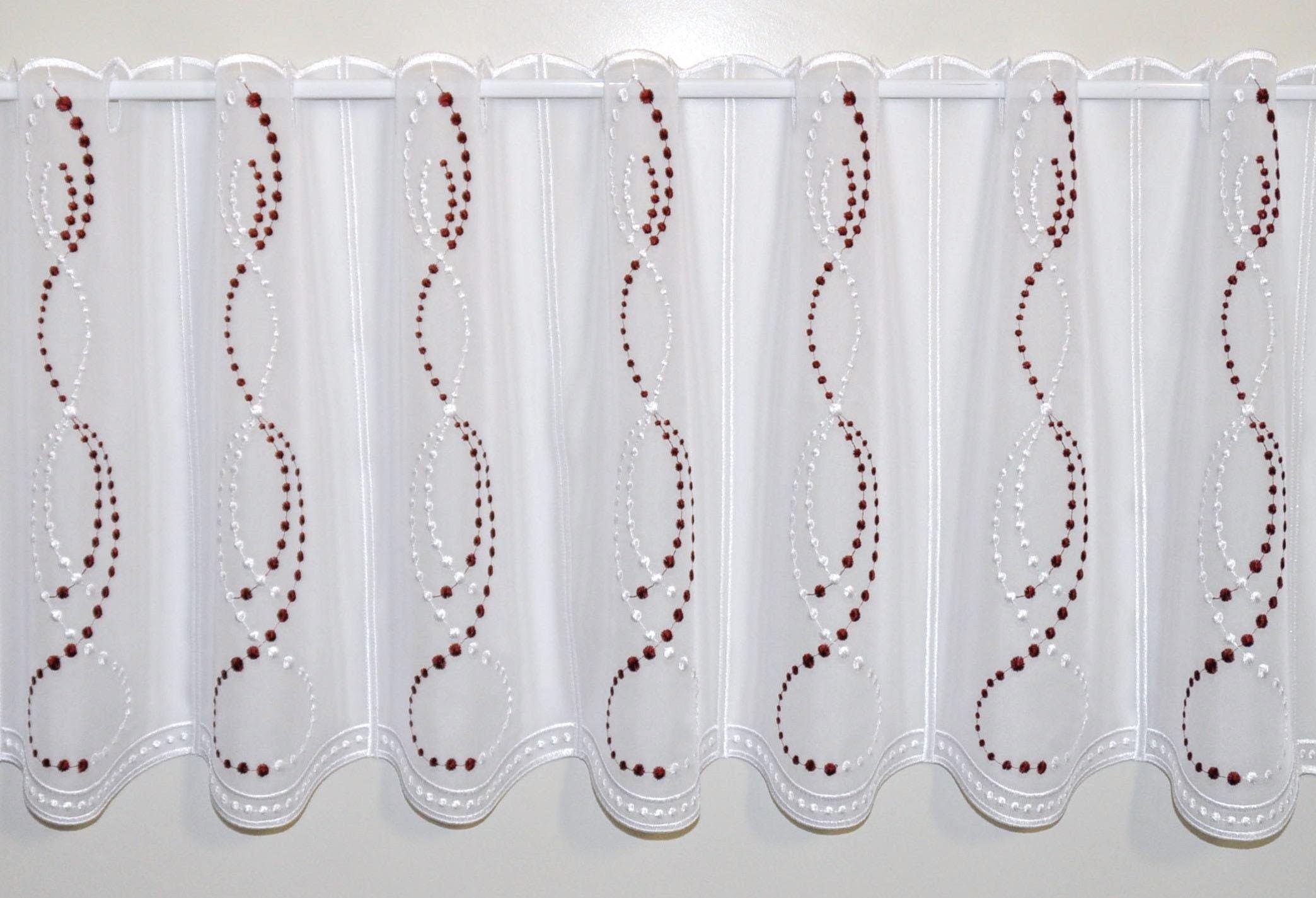 Stickereien Plauen Scheibengardine Perlen (1 St), Stangendurchzug, transparent, Voile