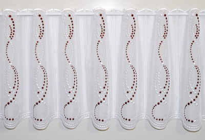 Scheibengardine Perlen, Stickereien Plauen, Stangendurchzug (1 St), transparent, Voile