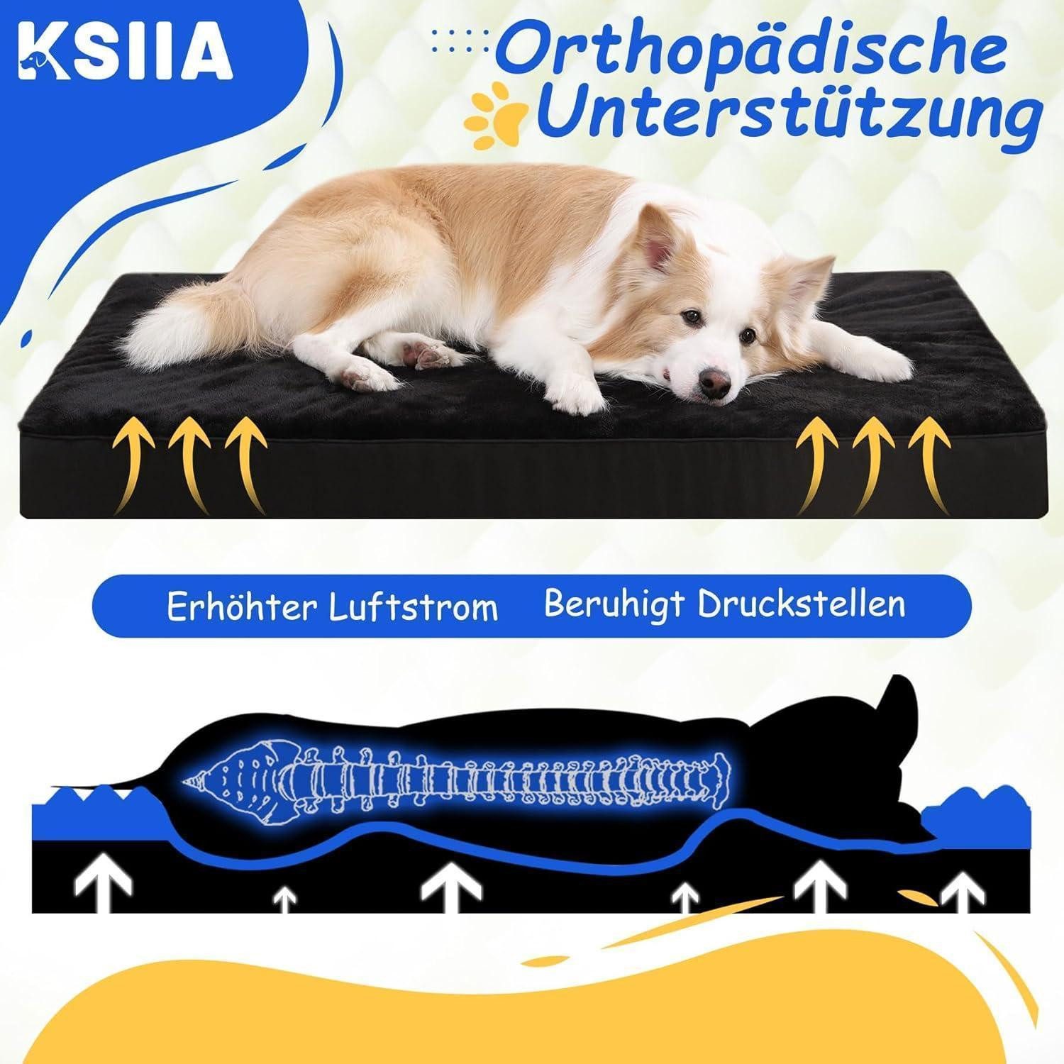 LuxusKollektion Hundebett Hundebett orthopädisches XL große Hunde Schwarz L 105 x B 70 x H 8 cm