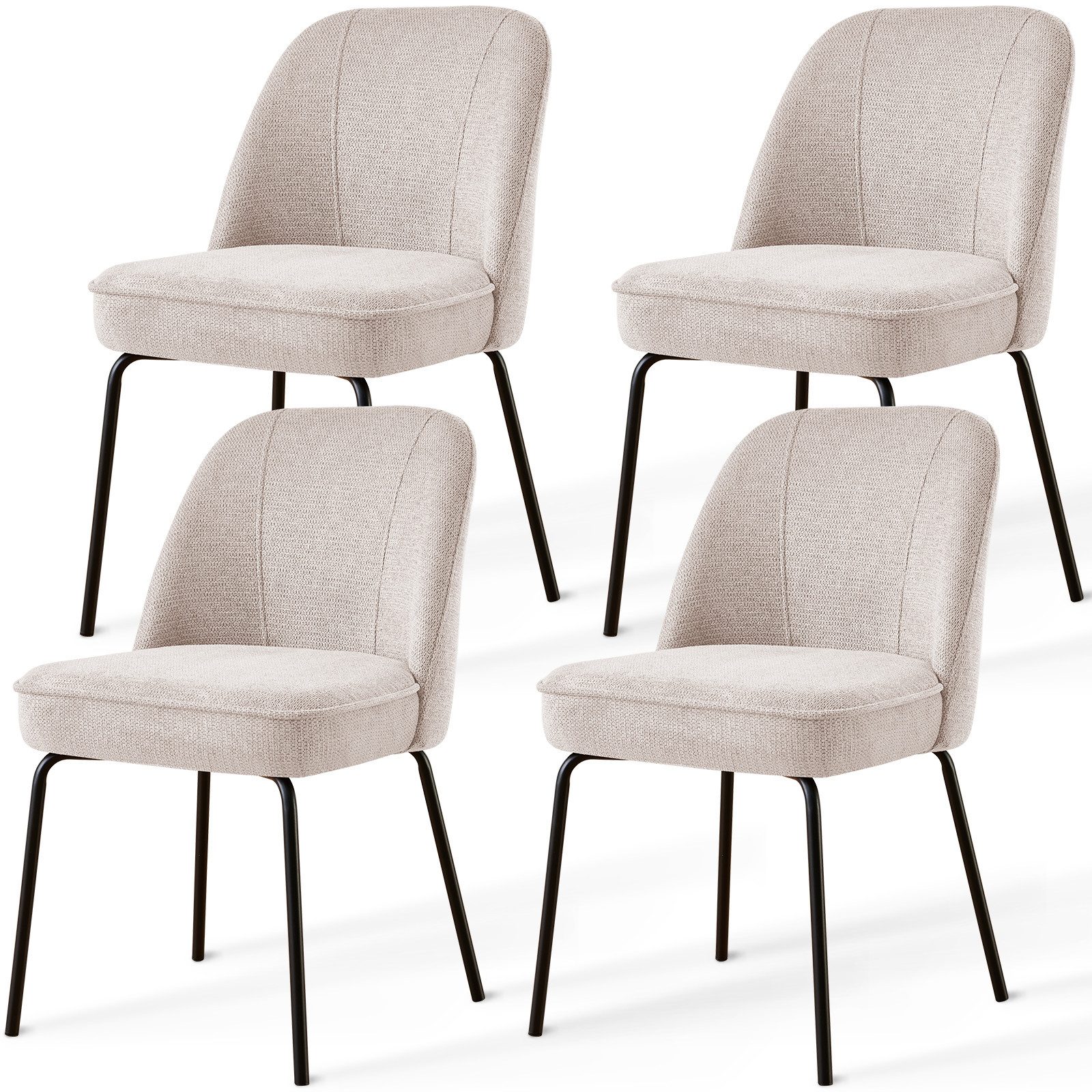 JYMTOM Esszimmerstuhl Samt-Stühle, atmungsaktiv, gepolstert mit Federkissen & Metallbeinen (4 St), 4 Stück– mit gebogener Rückenlehne für Küche, Esszimmer & Büro