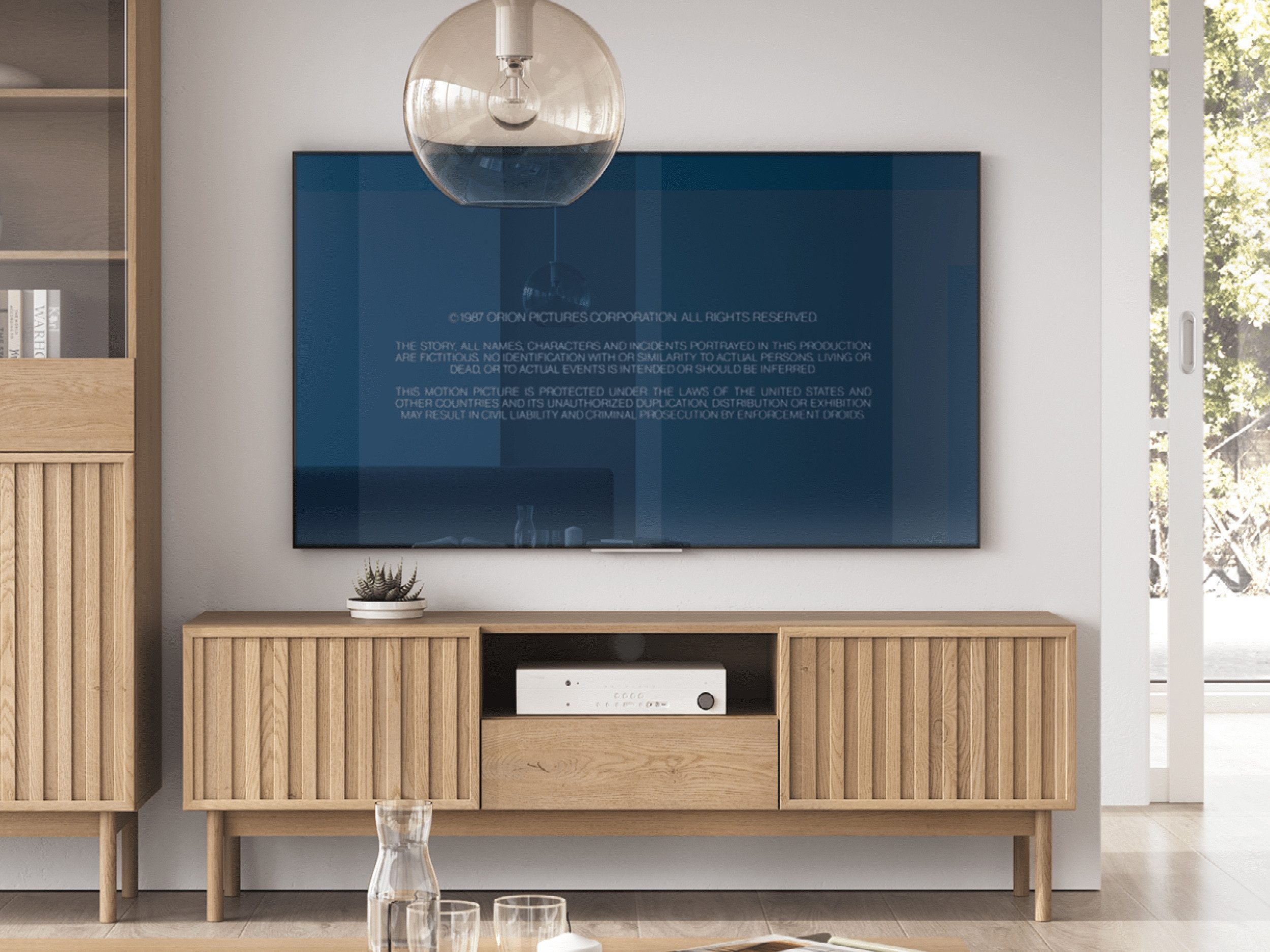Beautysofa TV-Schrank SAPPORO im Japandi-Stil (mit 1 Schublade und 2 Türen, Push-to-Open-Funktion) Lamellenfront