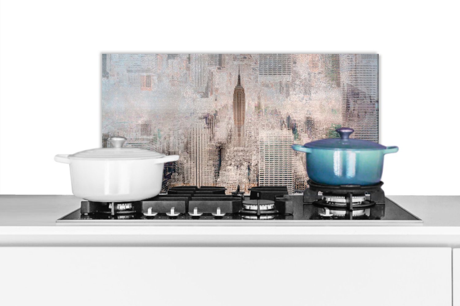 MuchoWow Küchenrückwand New York - Stadt - Skyline - Bauwerke - Kunst, (1-tlg), 60x30 cm, Wandschutz, gegen Fett und Schmutzflecken für Küchen