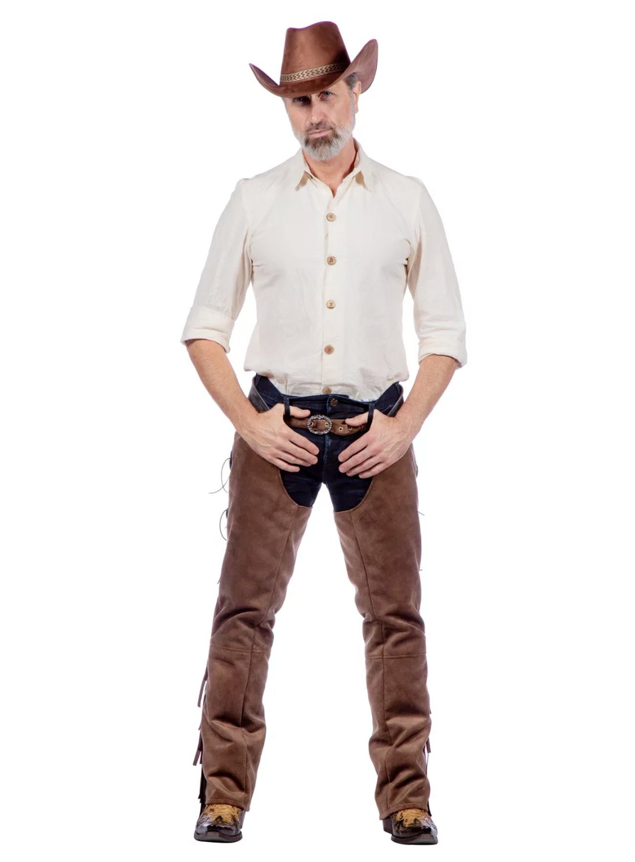 Metamorph Cowboy-Kostüm Westernhemd altweiß - Fasching Karneval Kostüm Hal, Klassisches, cremefarbenes Cowboyhemd