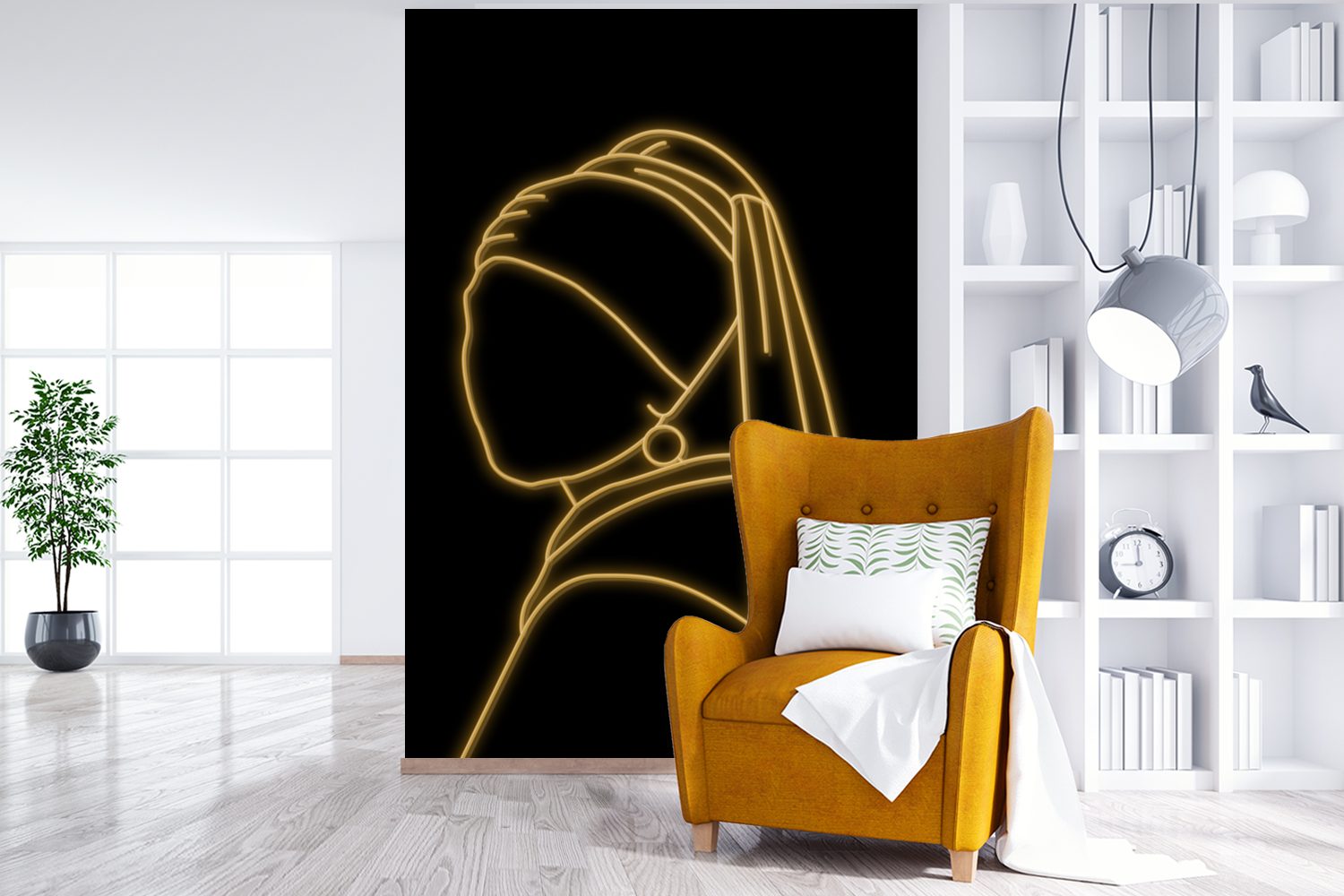 Gold, Fototapete Perlenohrring für Mädchen Wandtapete St), einem Johannes Tapete (3 - Wohnzimmer, - mit Vinyl MuchoWow Vermeer bedruckt, Montagefertig Matt,