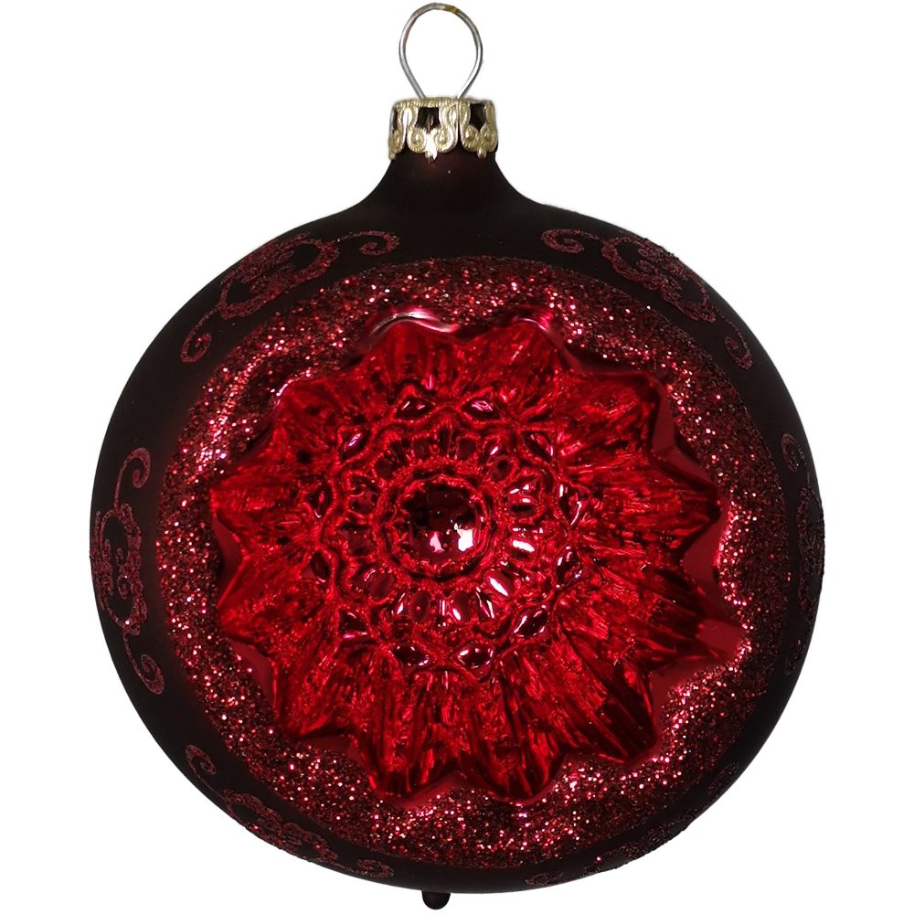 (1 stierblut mundgeblasen, Reflexkugel, Glasdesign St), handbemalt matt Thüringer Weihnachtsbaumkugel Renaissanceband,