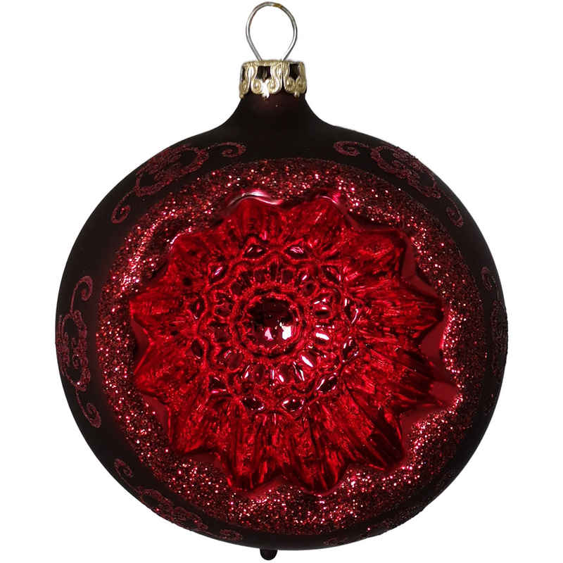 Thüringer Glasdesign Weihnachtsbaumkugel Reflexkugel, Renaissanceband, stierblut matt (1 St), mundgeblasen, handbemalt
