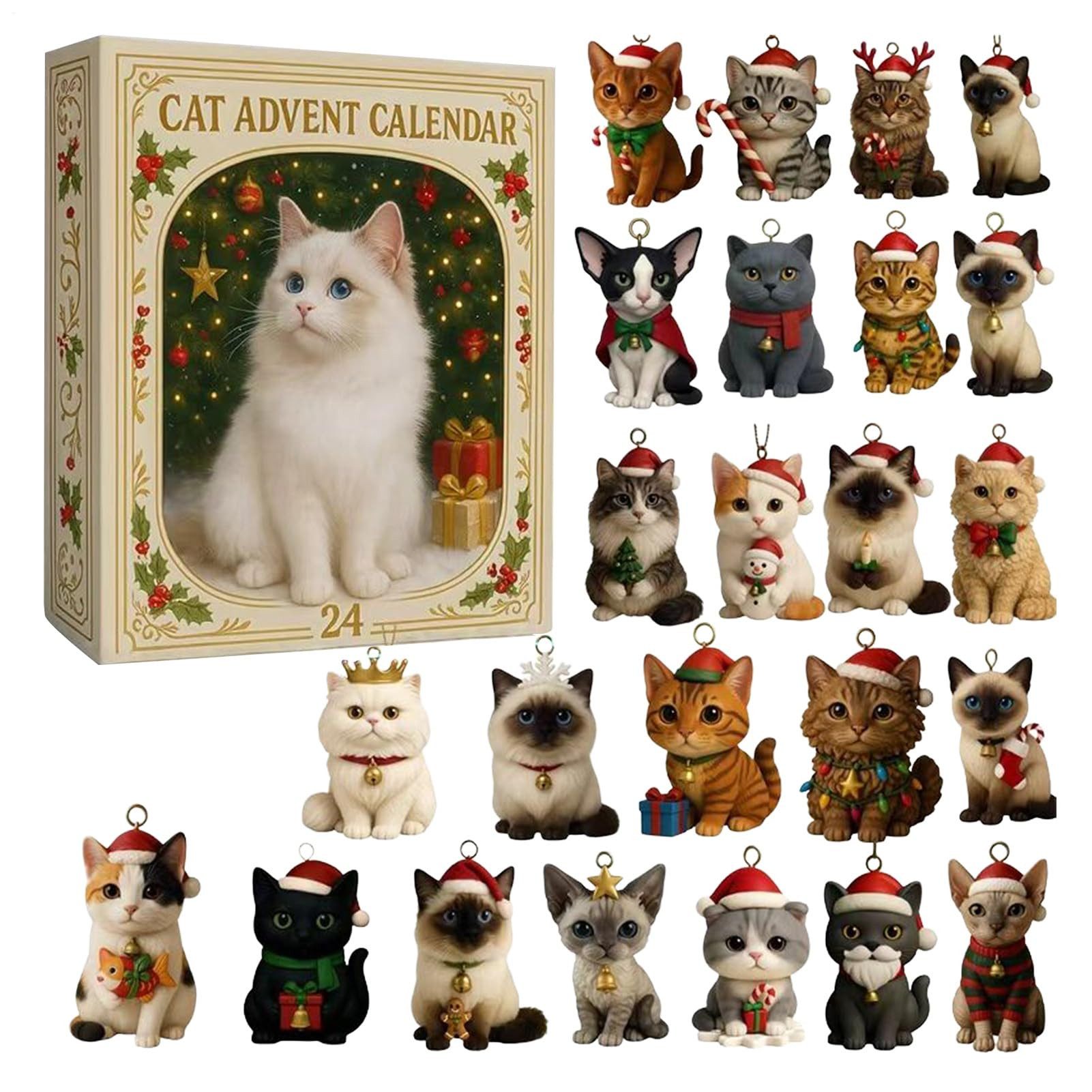 CLTYQ Adventskalender Katze Adventskalender 2025,24-tägiger Acryl-Anhänger günstig online kaufen