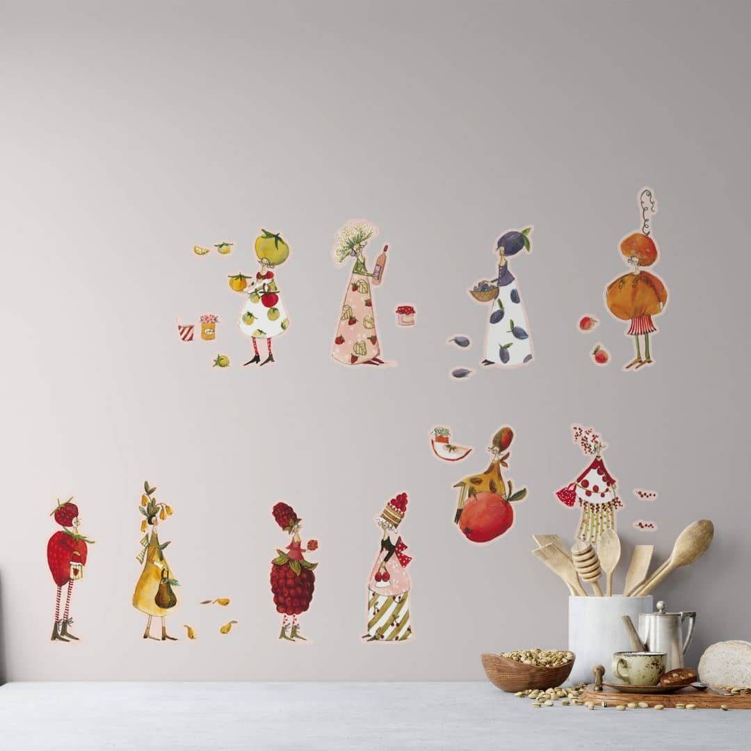 K&L Wall Art Wandtattoo Wandtattoo Leffler Erdbeere Pflaume Apfel Küche Marmelade Früchte, Wandbild selbstklebend, entfernbar