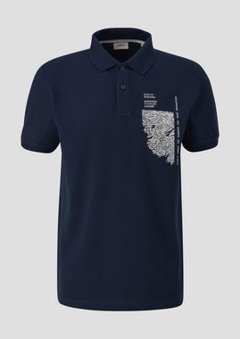 s.Oliver Kurzarmshirt Poloshirt mit Grafik-Print Kontrast-Details