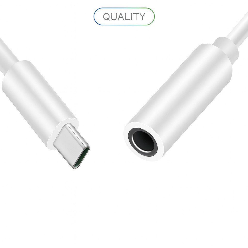 Alpha Electronics Aux Adapter Smartphone-Adapter USB-C zu 3,5-mm-Klinke, 10 cm, für Samsung, Huawei, Xiaomi, Kopfhörer Weiß Audio-Kabel