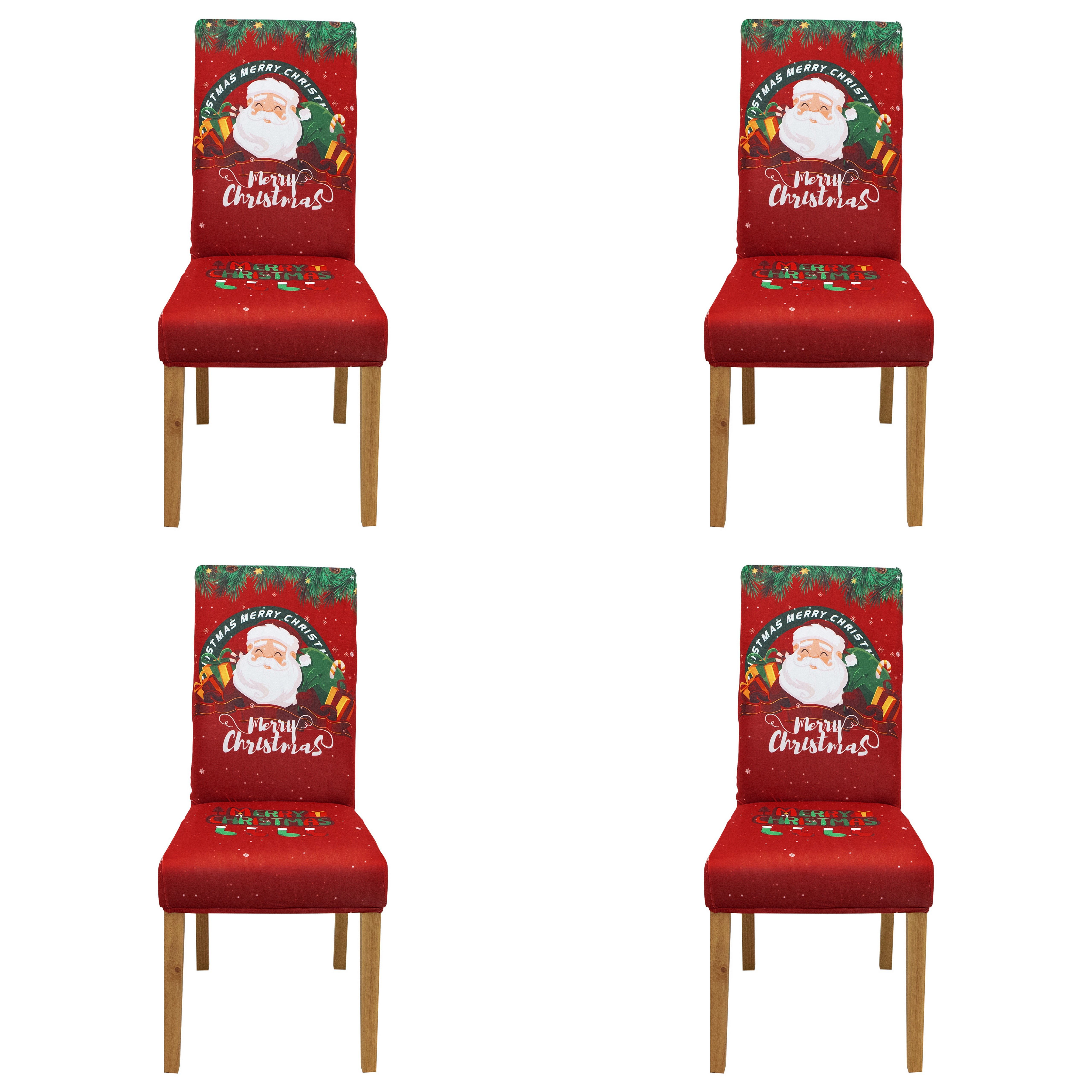 Qelus Stuhlhusse Stuhlhusse Stretch Stuhlhussen Weihnachtsmann Druck 2er/4e günstig online kaufen