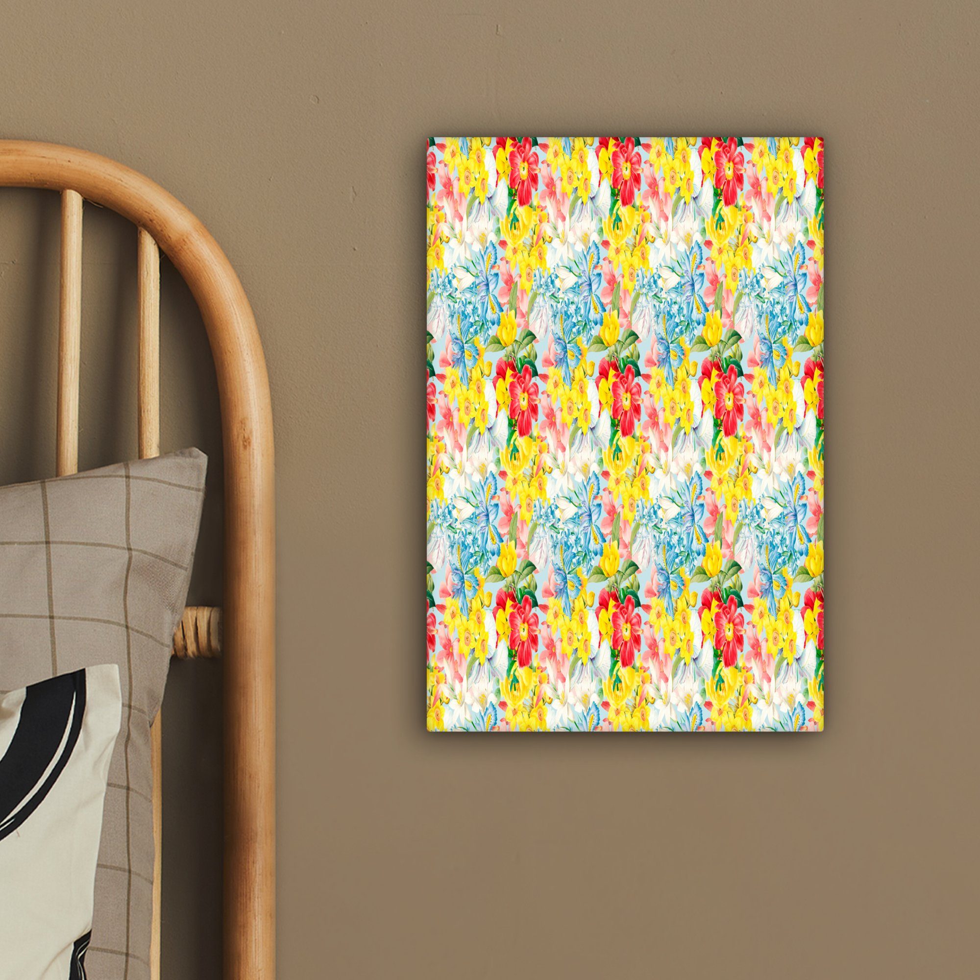 Blumen inkl. cm 20x30 St), Zackenaufhänger, Farben, fertig Leinwandbild OneMillionCanvasses® - (1 Leinwandbild - Muster Gemälde, bespannt