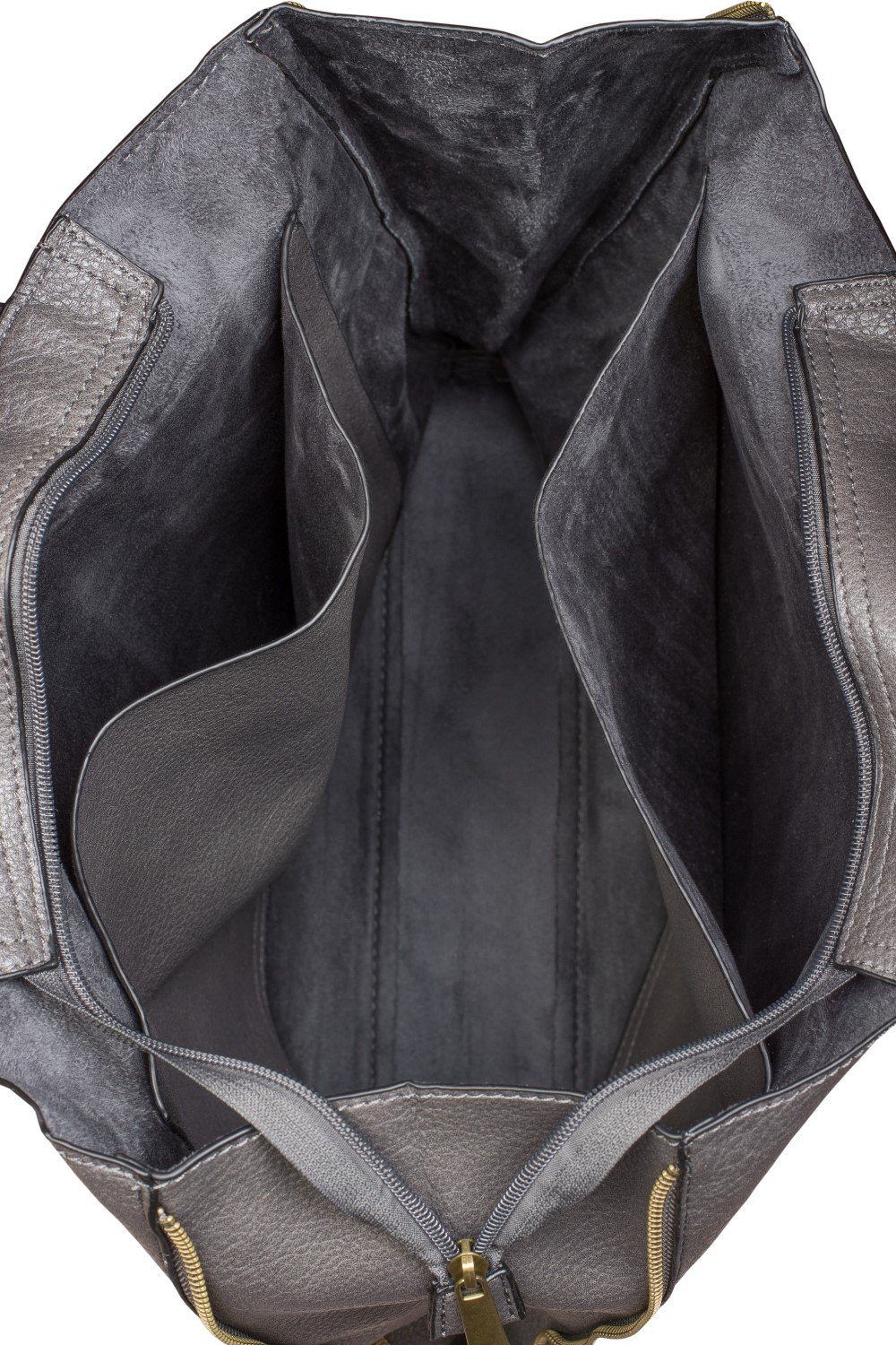Damen Handtaschen styleBREAKER Schultertasche, Tote Bag mit seitlichen Reißverschlüssen