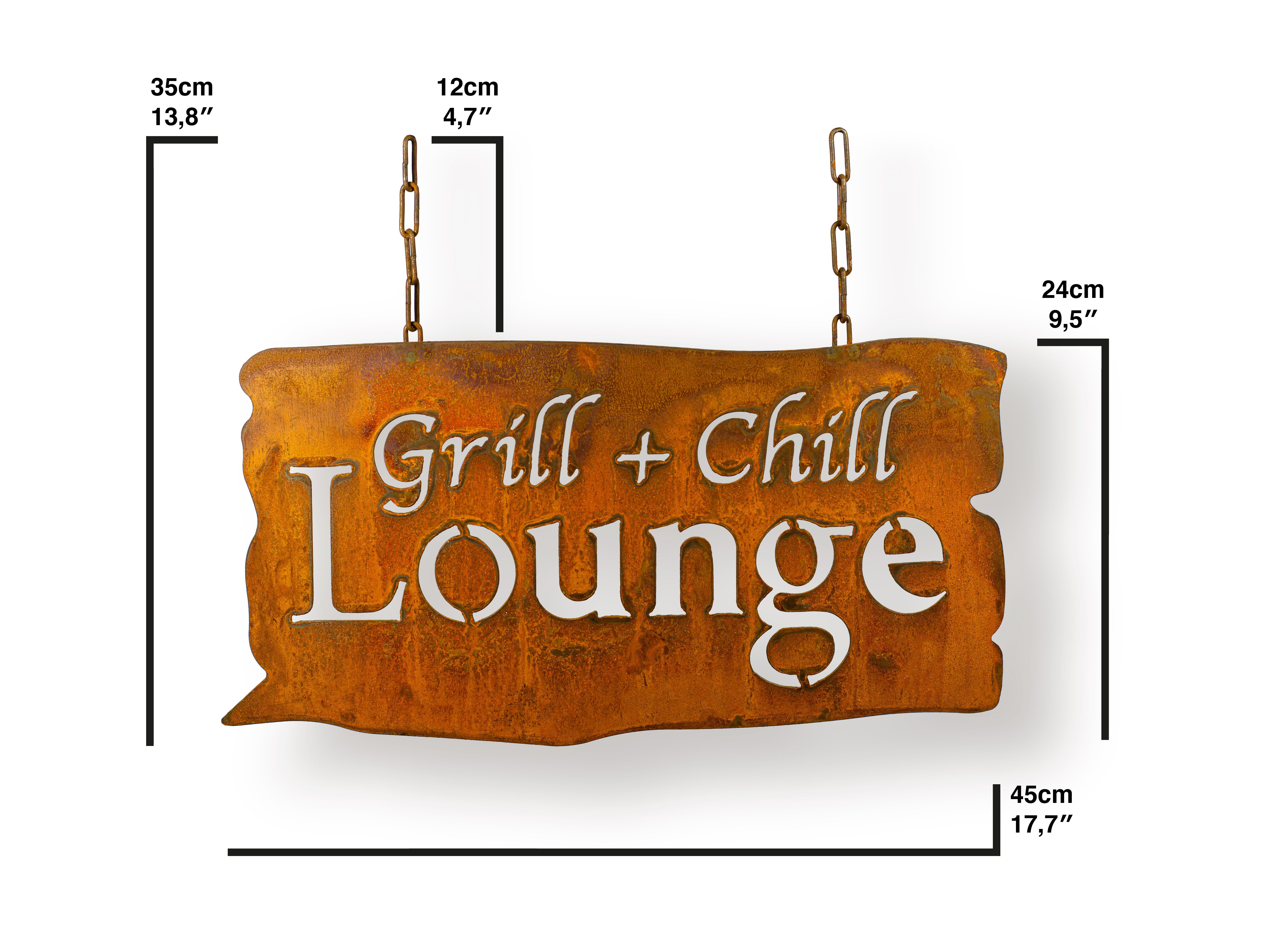 Blümelhuber Gartenfigur "Grill+Chill Lounge" - Edelrost-Schild, günstig online kaufen