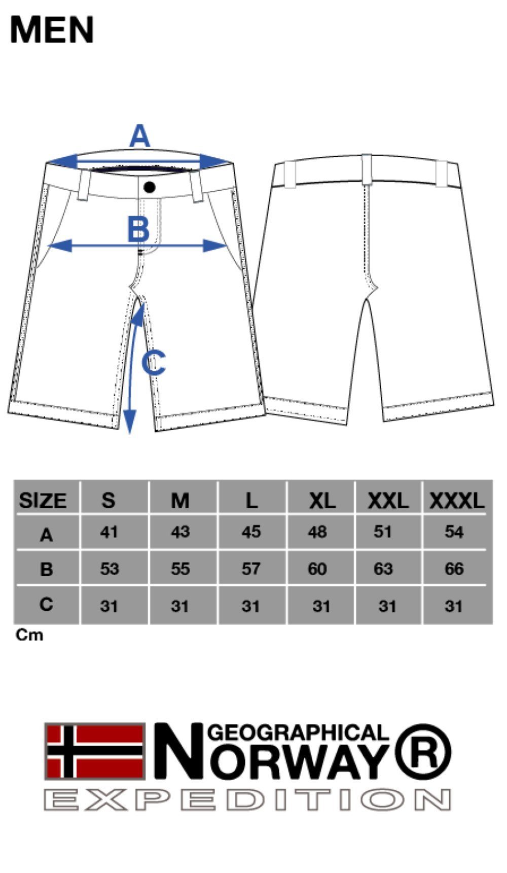 Brpanoramique 1-tlg) Herren Mit Cargoshorts kurze Norway (Packung, Kaki Neu Hose Gürtel Geographical