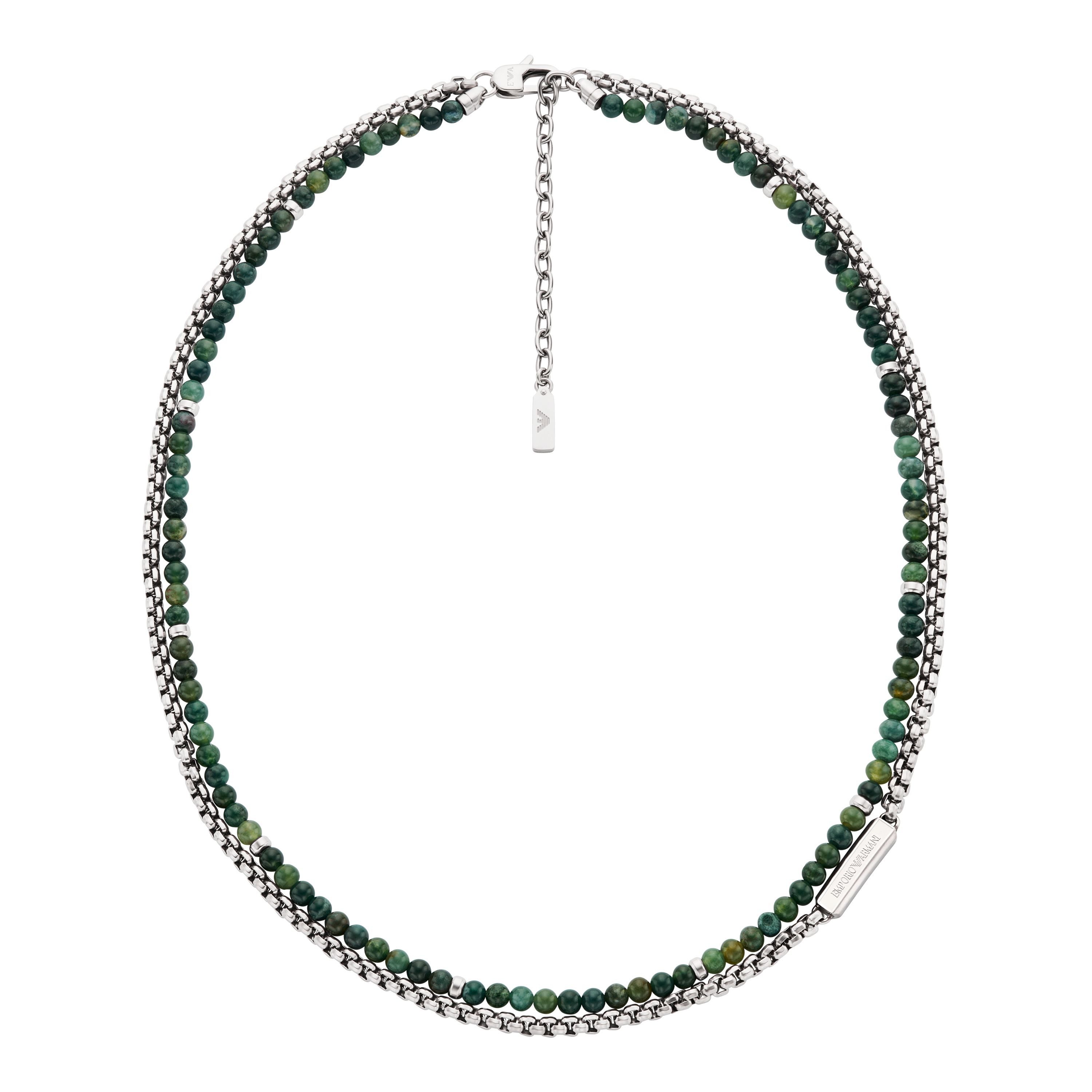Emporio Armani Kette ohne Anhänger Schmuck Geschenk Edelstahl, mit Sodalith oder Achat
