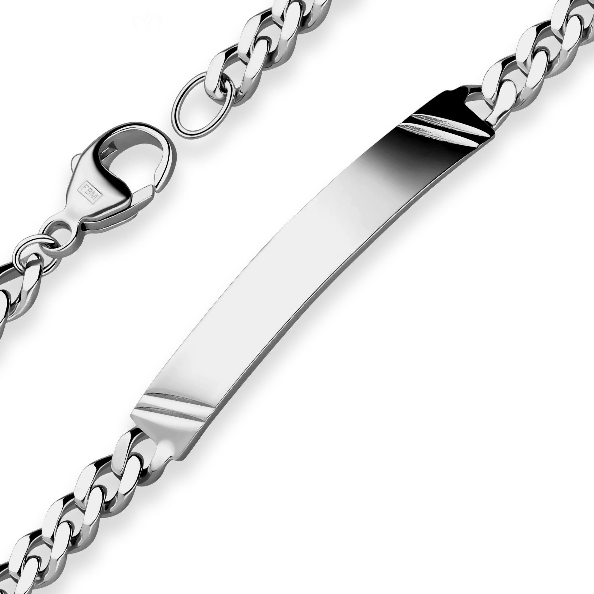 Schmuck Krone Panzerarmband 4,6mm Id-Armband Panzerkette Schildband 925 Silber rhodiniert, Silber 925
