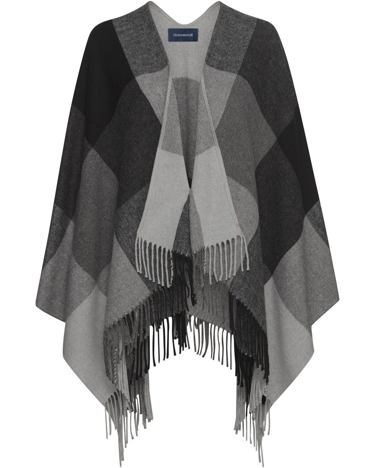 Highmoor Poncho Karo-Cape mit Fransen