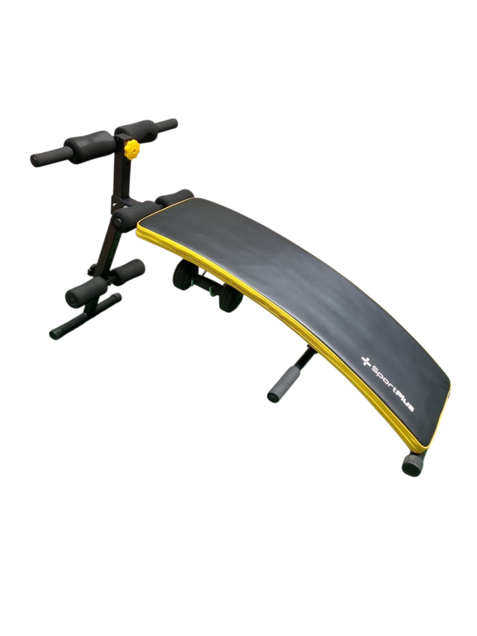 SportPlus Bauchtrainer Sit Up Bank + 2x1,5 kg Gewichte (Metallgestell, Training für Obere, untere sowie der seitlichen Bauchmuskeln), für Bauch, Rücken, Schulter, Ärmer, Oberschenkel und Po
