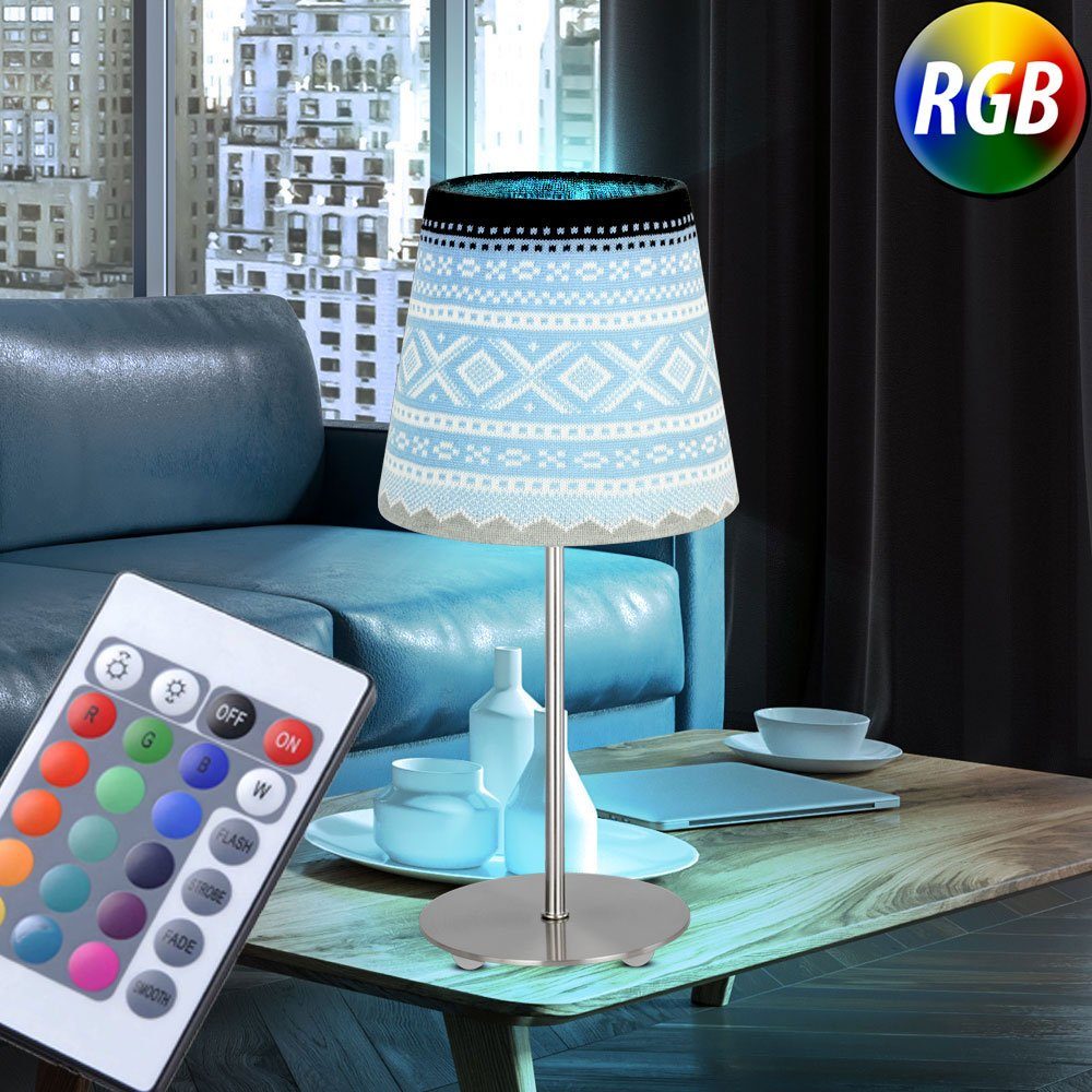LED Tisch Strick Tischleuchte, Farbwechsel, Dimmer Warmweiß, Leuchte Lampe inklusive, Lese etc-shop Optik Leuchtmittel
