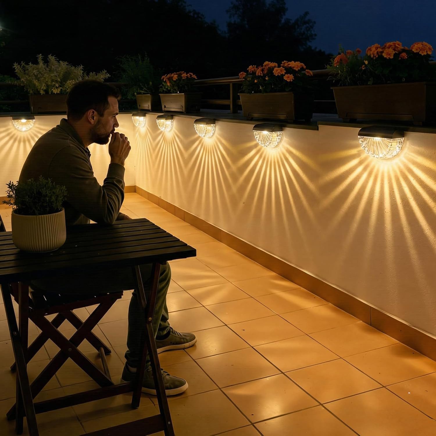 Luckice Außen-Stehlampe Solarleuchte für Außen,2 Stück Wasserdichte Balkon Dekoration, Solarleuchten,2 Modi Warmweiß/Farbwechselnde Solar Lichter, LED Gartenlam – Bild 5 von 5