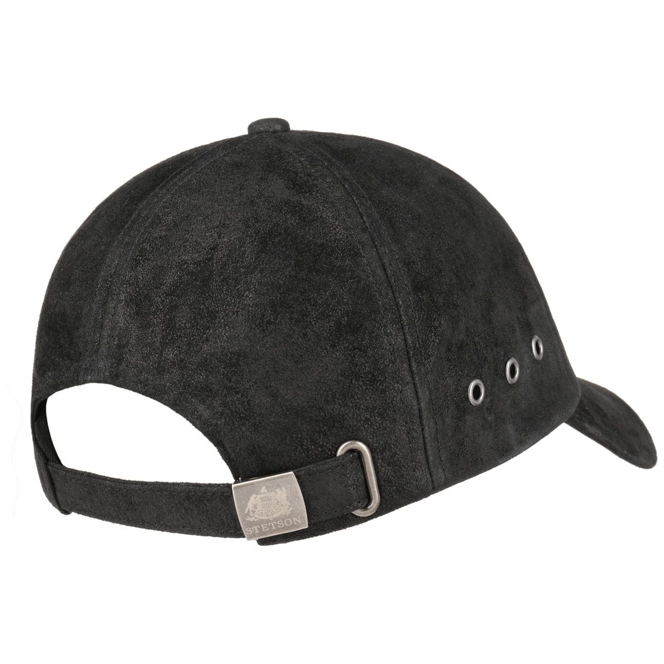 Stetson Baseball Cap (1-St) Ledercap Metallschnalle schwarz