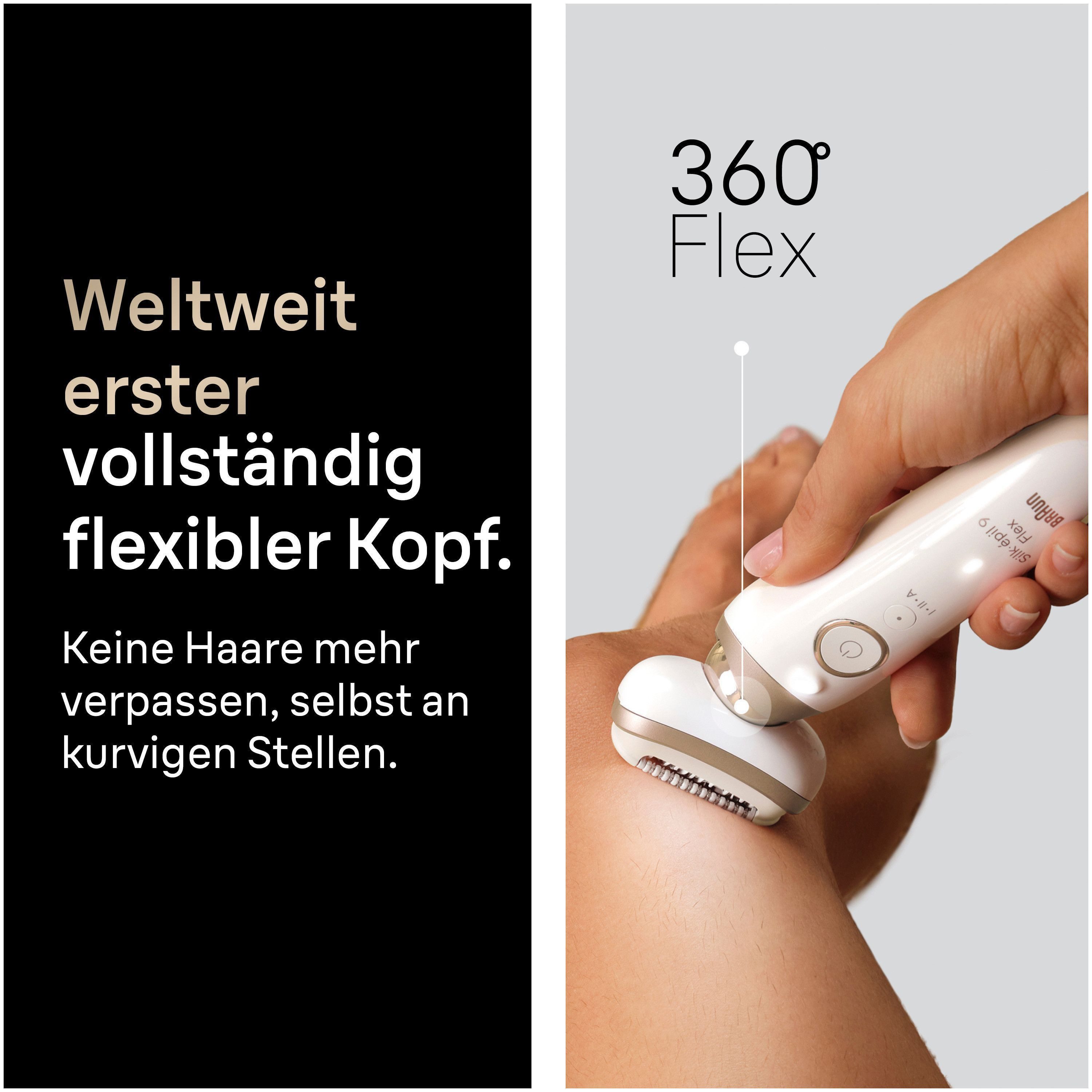 Braun Epilierer Silk-épil 9 SES9-060 3D, 360° Flex, Wet & Dry, SmartLight, Rasieraufsatz, Trimmeraufsatz – Bild 4 von 5