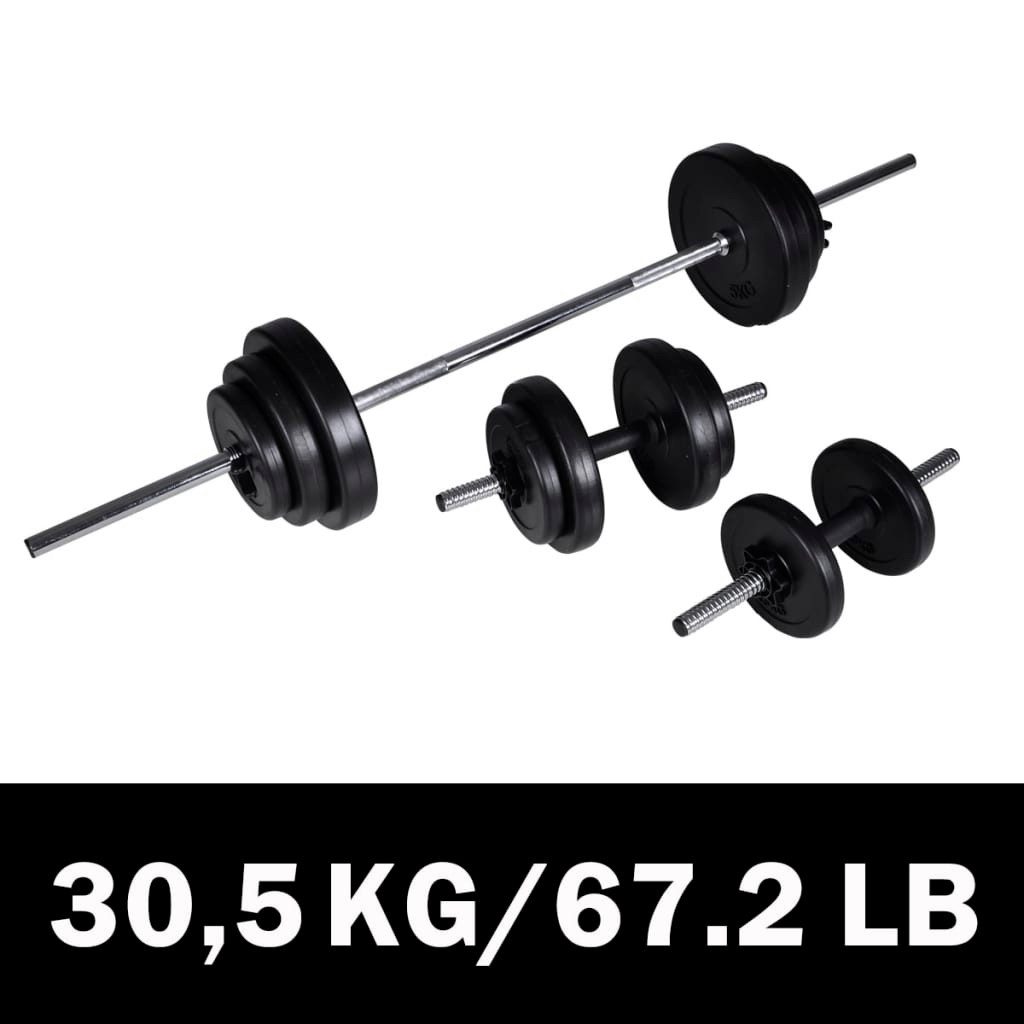 vidaXL Hantel-Set Langhantel +2 Kurzhantelset 30,5kg