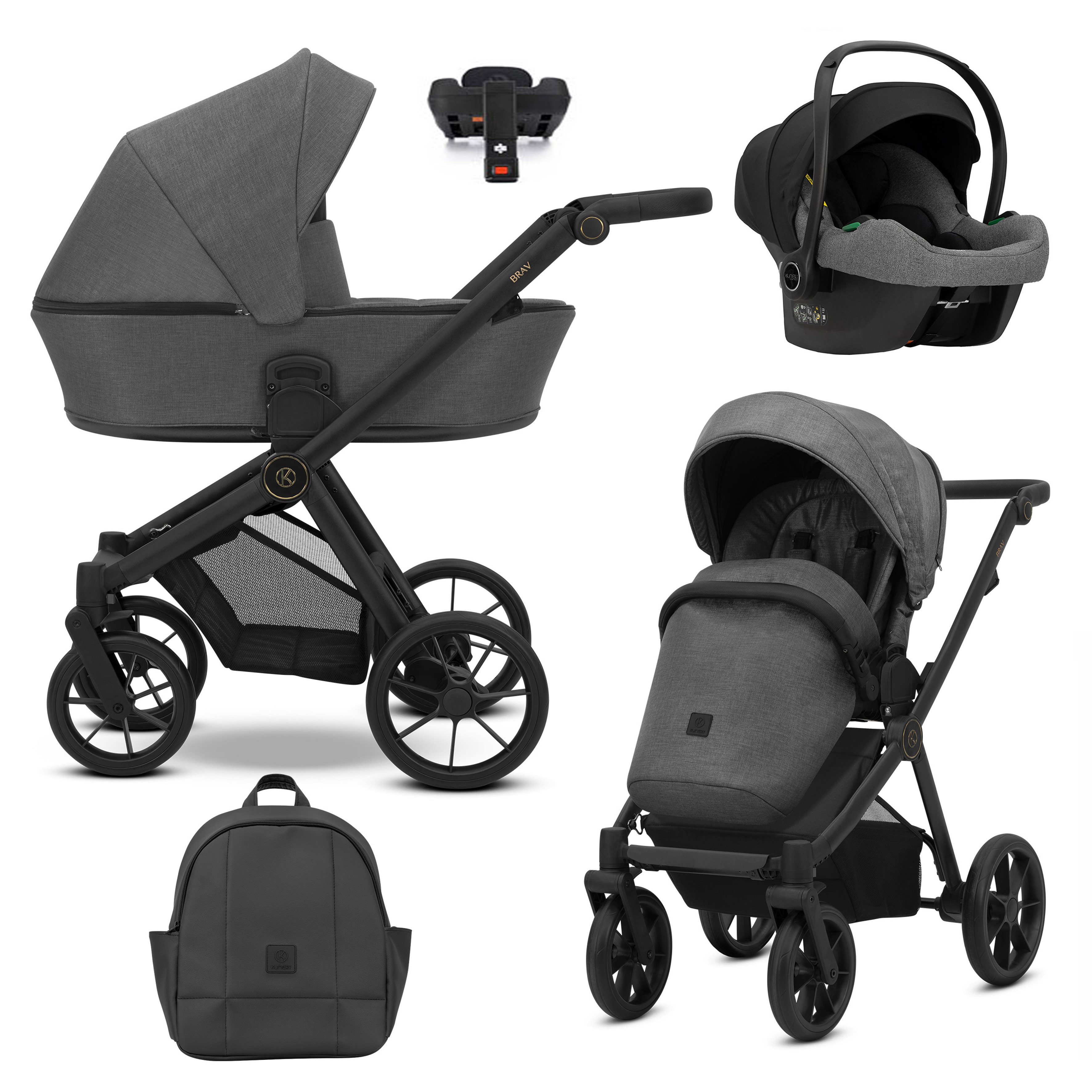 Kombi-Kinderwagen Zipy 5 in 1 inkl. Sportsitz, Autositz und Iso Base in 6 Farben