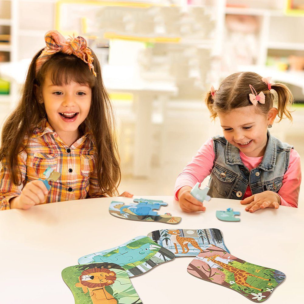 Juoungle Rahmenpuzzle Kinderpuzzle, 5 Bilds und Puzzle, Geeignet für Bunt(Elefant) Jungen Puzzleteile Mädchen Puzzles