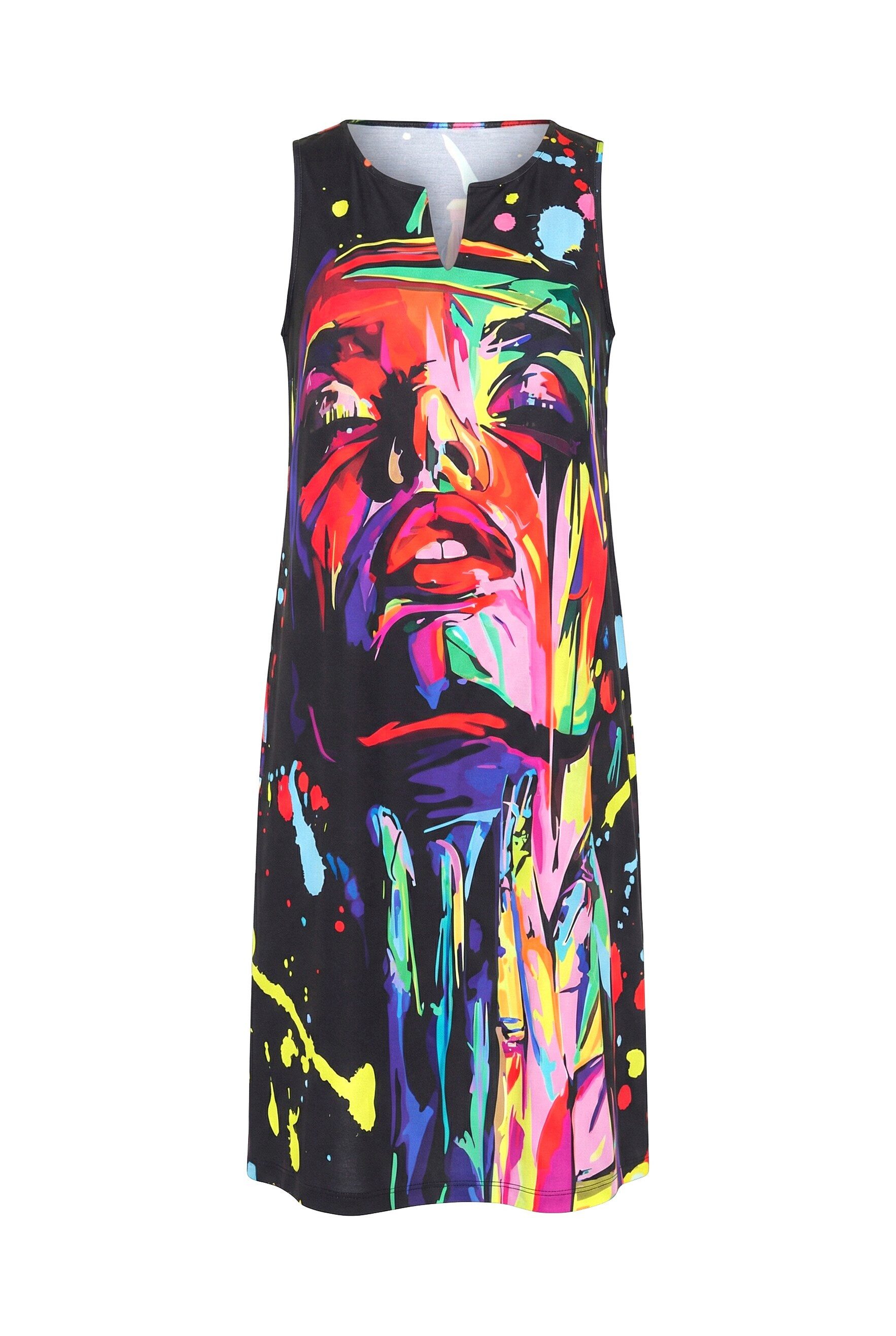 MIAMODA Jerseykleid Jerseykleid A-Linie Midilänge Muster ärmellos günstig online kaufen