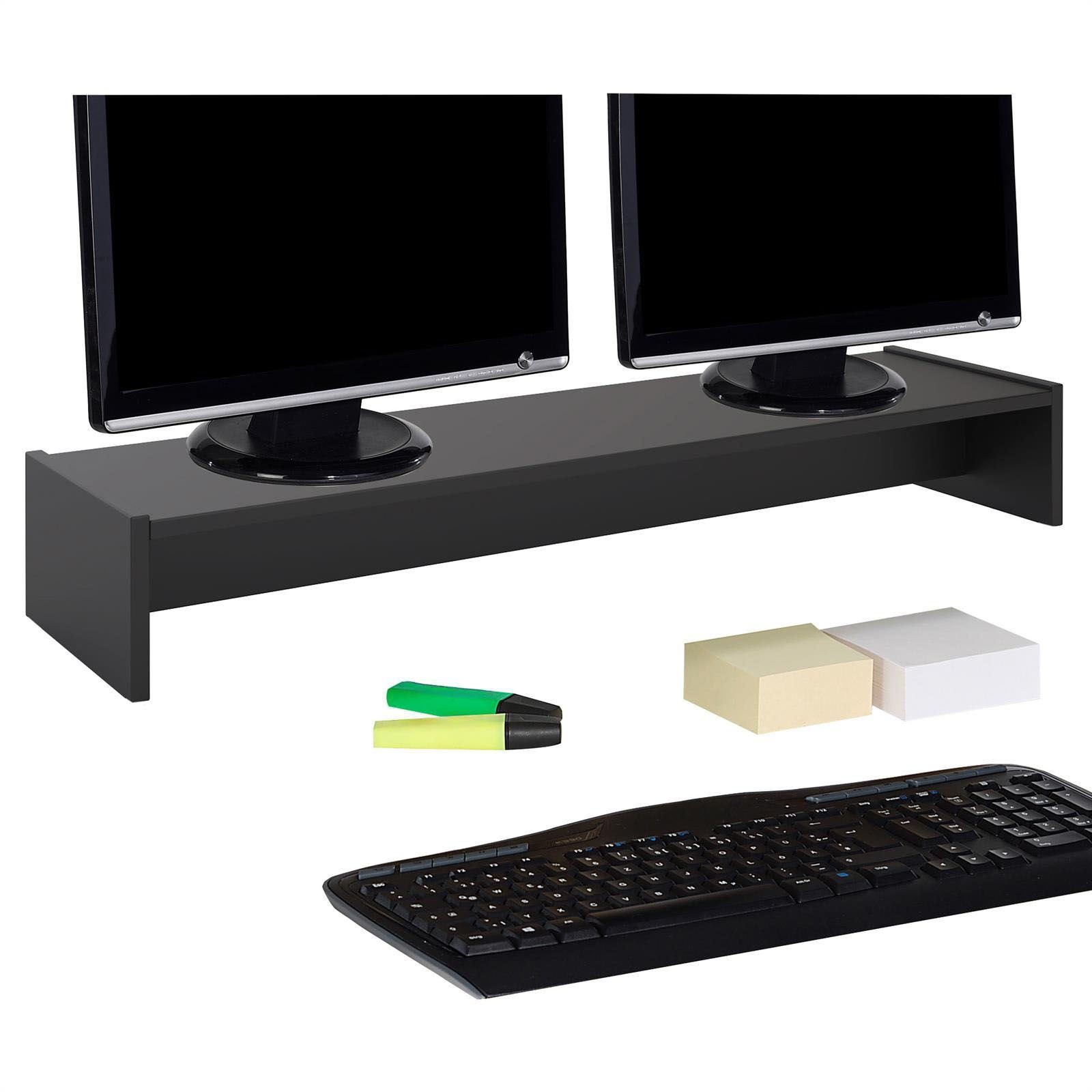CARO-Möbel Monitorständer ZOOM, (Bildschrimerhöhung 100cm für 2 Monitore, Schreibtischaufsatz schwarz)