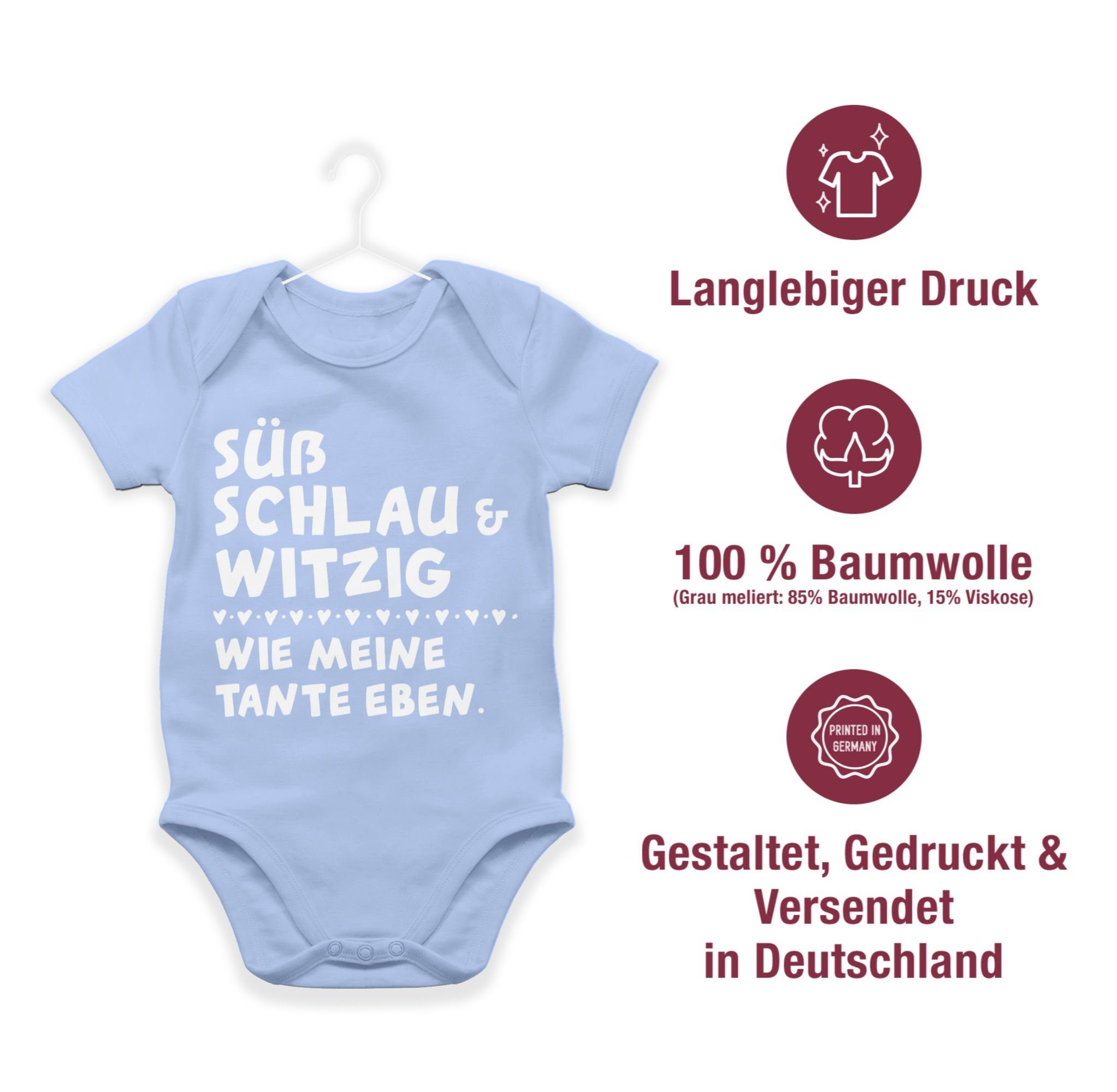 Shirtbody Tante - eben 2 schlau Shirtracer Sprüche Baby wie und Babyblau meine witzig Süß