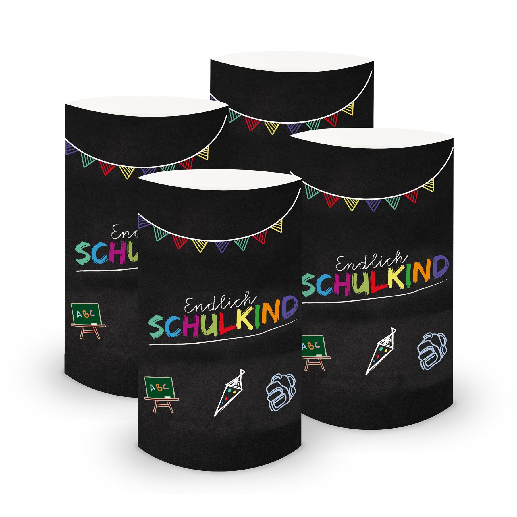 6x itenga Windlicht Tafel Einschul Endlich Schulanfang itenga klein Schulkind Windlicht