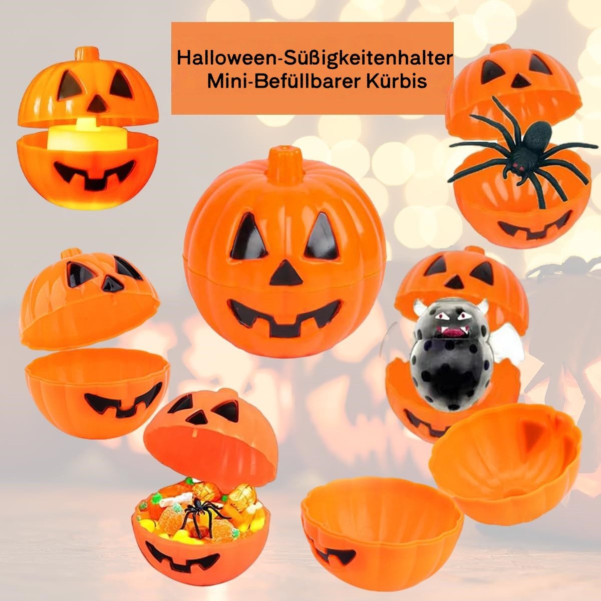 Diwzbyn Dekoobjekt Kürbis Halloween behandeln Container für Schnitzeljagd Spiel (10 St), Halloween Trick oder behandeln Süßigkeiten Boxen für Party Favors