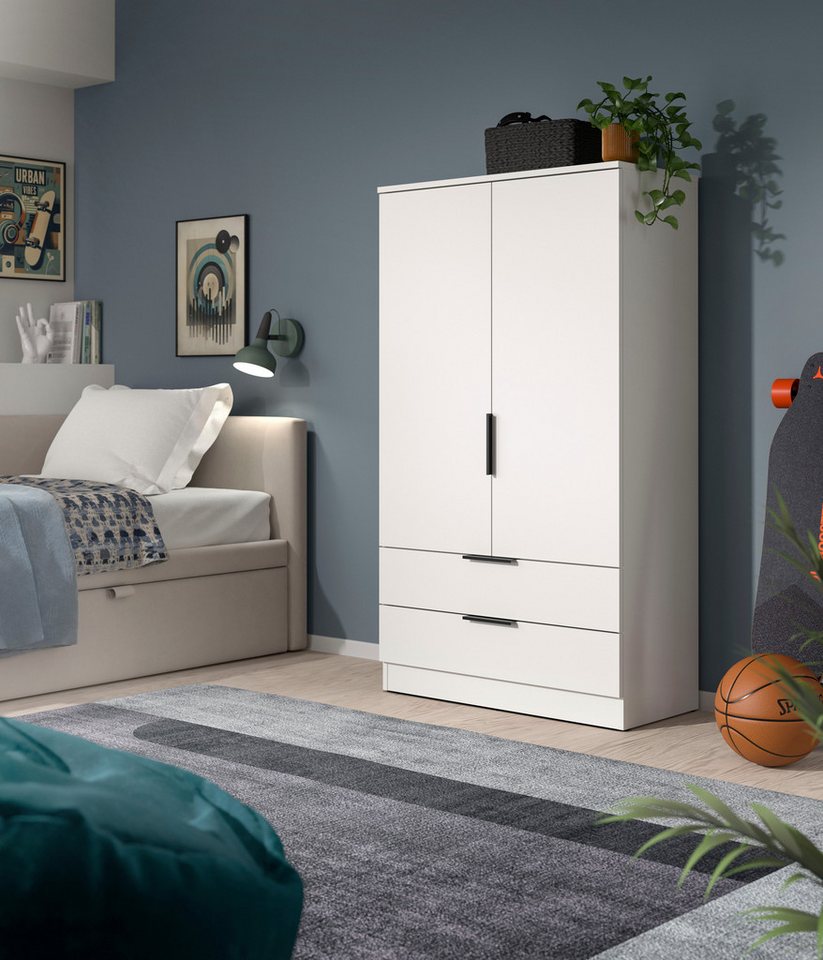 Home affaire Wäscheschrank SKARDE, Kleiderschrank, Schlafzimmerschrank, Schrank (1-St., Höhe: 140 cm, 2 Türen, 2 Schubladen, 1 Kleiderstange) OTTO BESTSELLER, Garderobe, Universalschrank, Flurschrank, Schrank