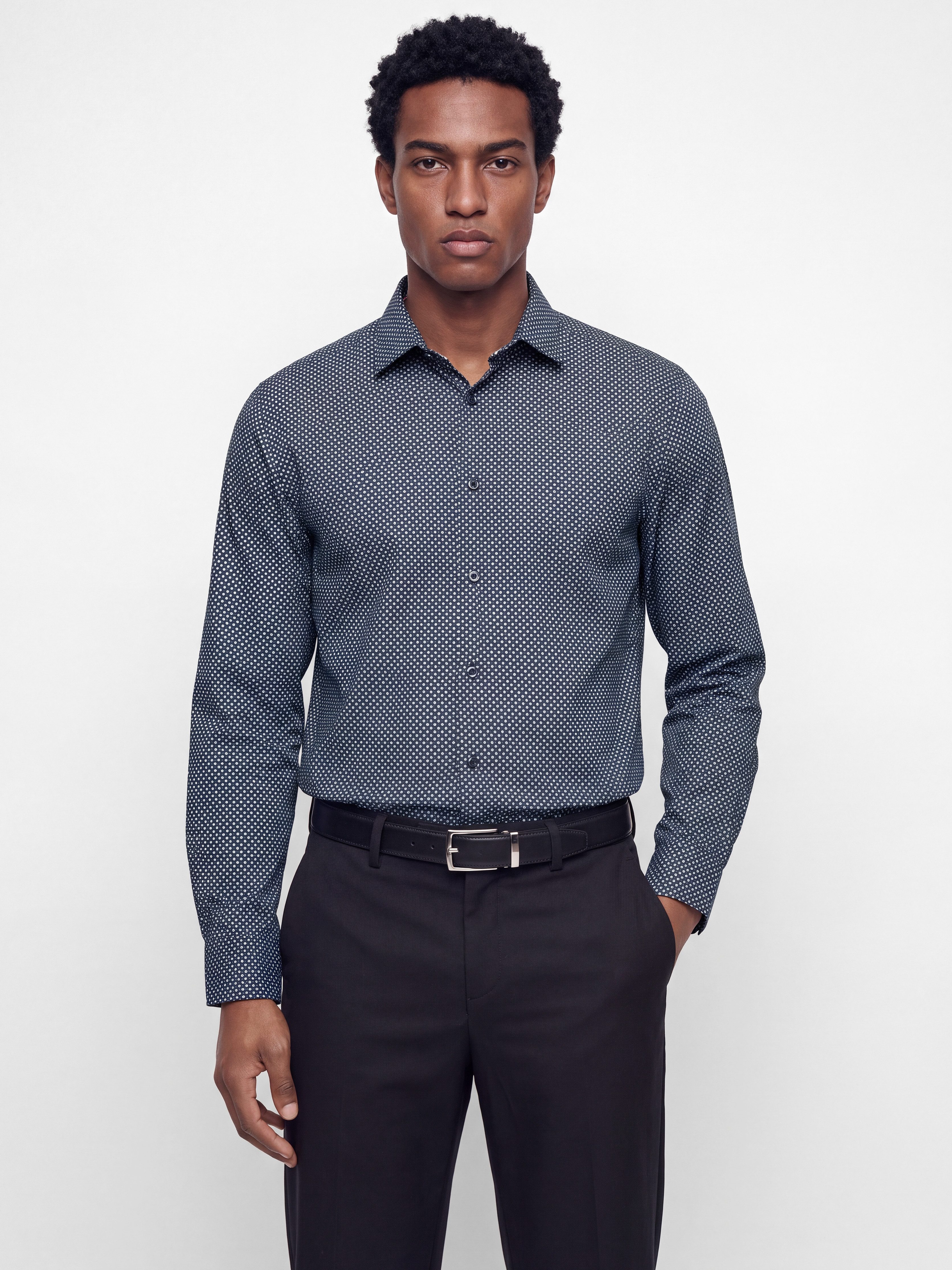 Jack & Jones Langarmhemd JJMATHEO DETAIL PRINT SHIRT L/S Baumwollmischung, slim fit