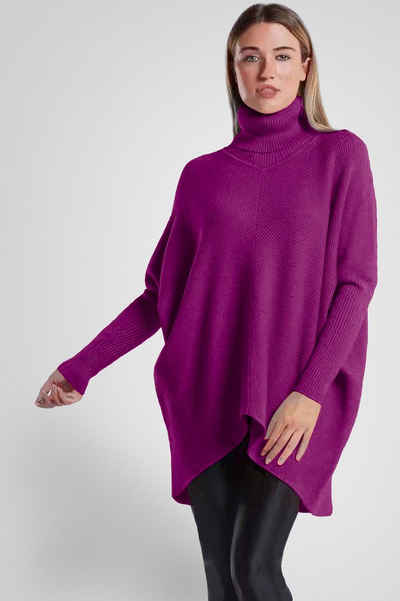 PEKIVESSA Длинные Oversized langer Rollkragenpullover Damen Fledermausärmel (1-tlg) hinten länger