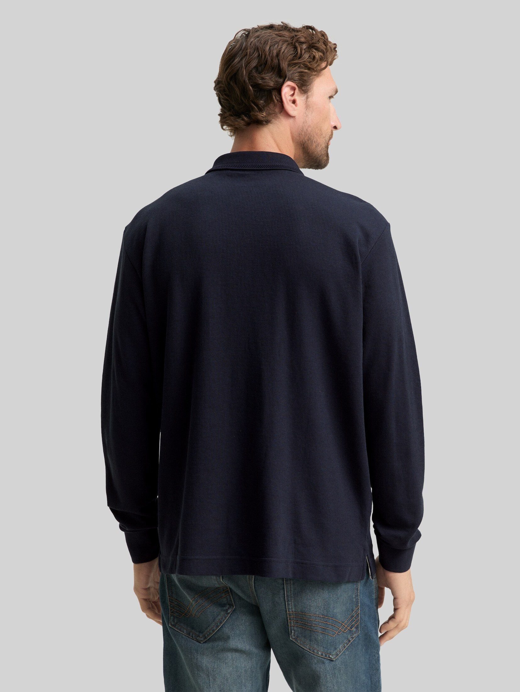 TOM TAILOR Langarm-Poloshirt Poloshirts Langarm Poloshirt mit Waffelstruktur