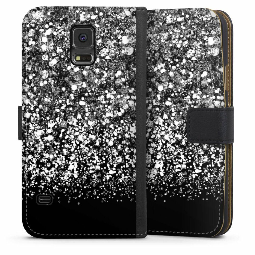 DeinDesign Handyhülle »Glitzer Look Schneeflocken Muster Snow Fall Glitter  Look«, Samsung Galaxy S5 Neo Hülle Handy Flip Case Wallet Cover