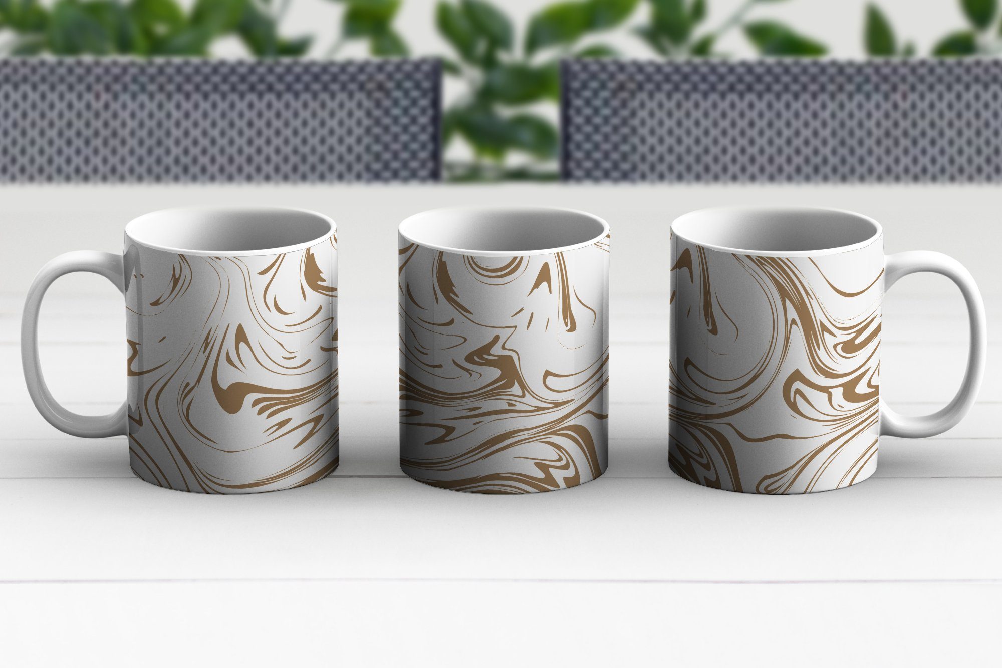 Kaffeetassen, Keramik, Geschenk Marmor Becher, - Braun MuchoWow Teetasse, Tasse Teetasse, - Linie,