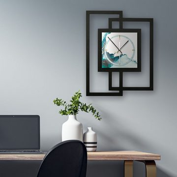 Kreative Feder Wanduhr Design-Wanduhr „Turquoise“ in modernem Metallic-Look (ohne Ticken; Funk- oder Quarzuhrwerk; elegant, außergewöhnlich, modern)