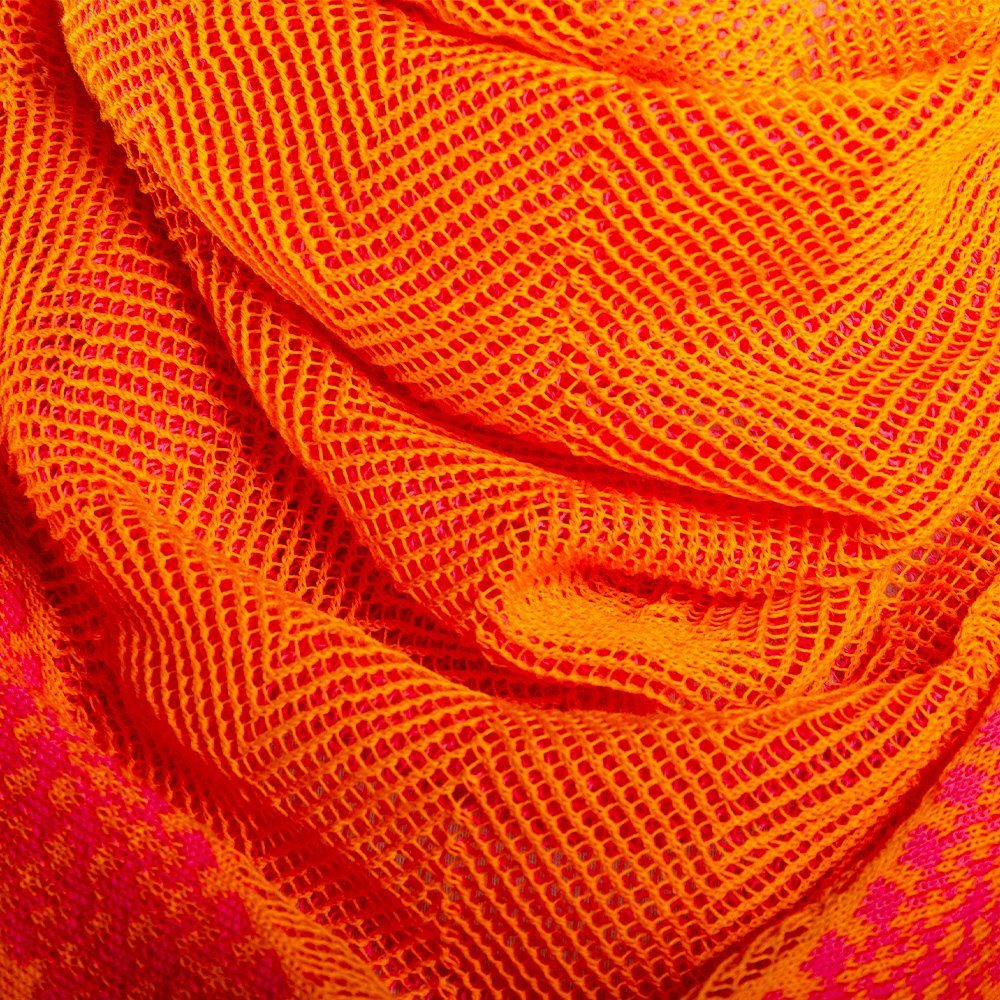 Shine made zweifarbig orange_pink in aus Feinstrick slow LANARTO Halstuch Bio-Baumwolle germany fashion Halstuch