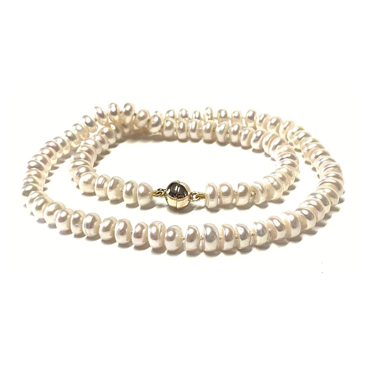 Perlenkette Perlenkette Magnetverschluß 585/- Gelbgold KugelVerschluß 44cm
