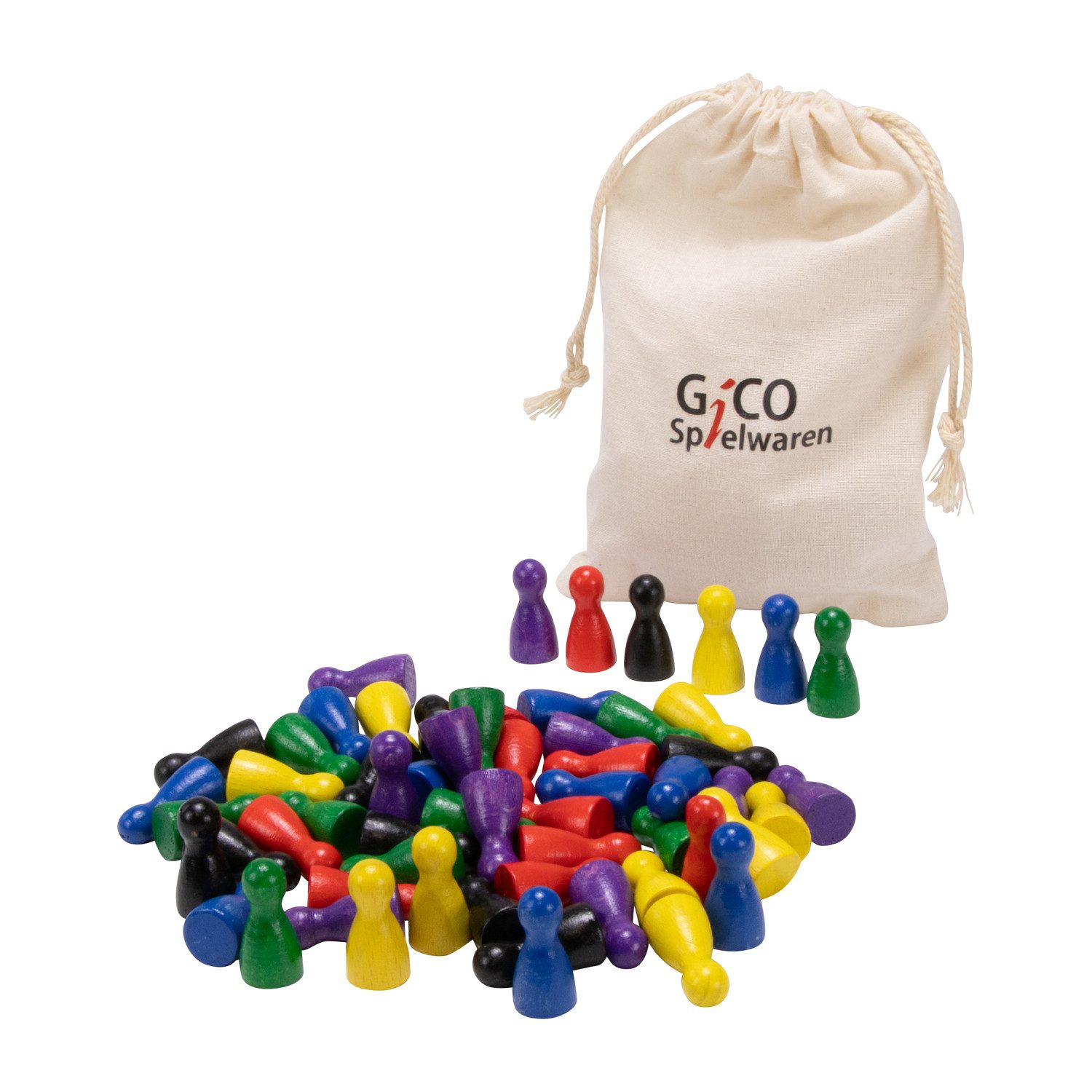 GICO Spielesammlung 60 Halmakegel 24x12 Spielkegel aus Holz, bunt sortiert -2132